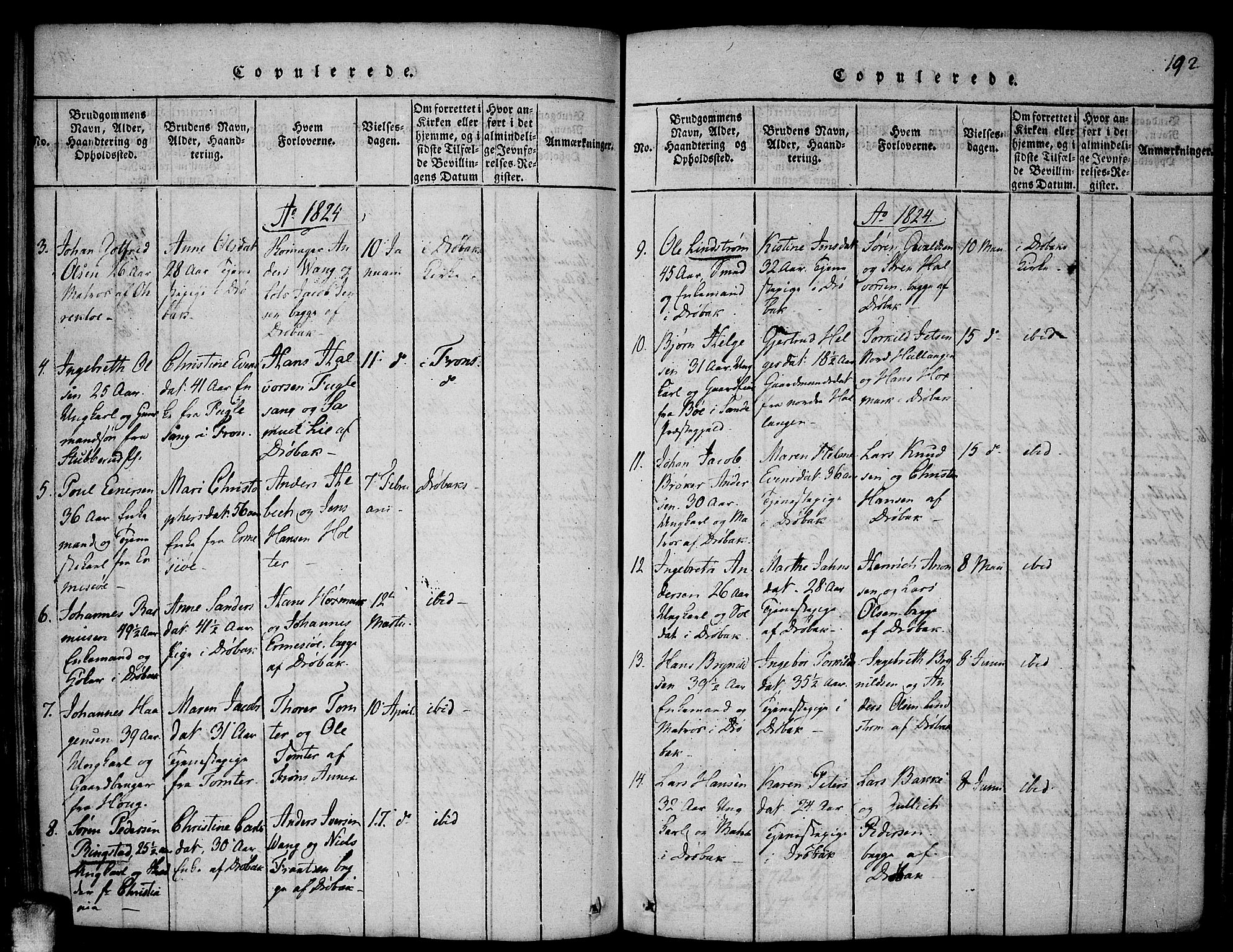 Drøbak prestekontor Kirkebøker, SAO/A-10142a/F/Fa/L0001: Ministerialbok nr. I 1, 1816-1842, s. 192