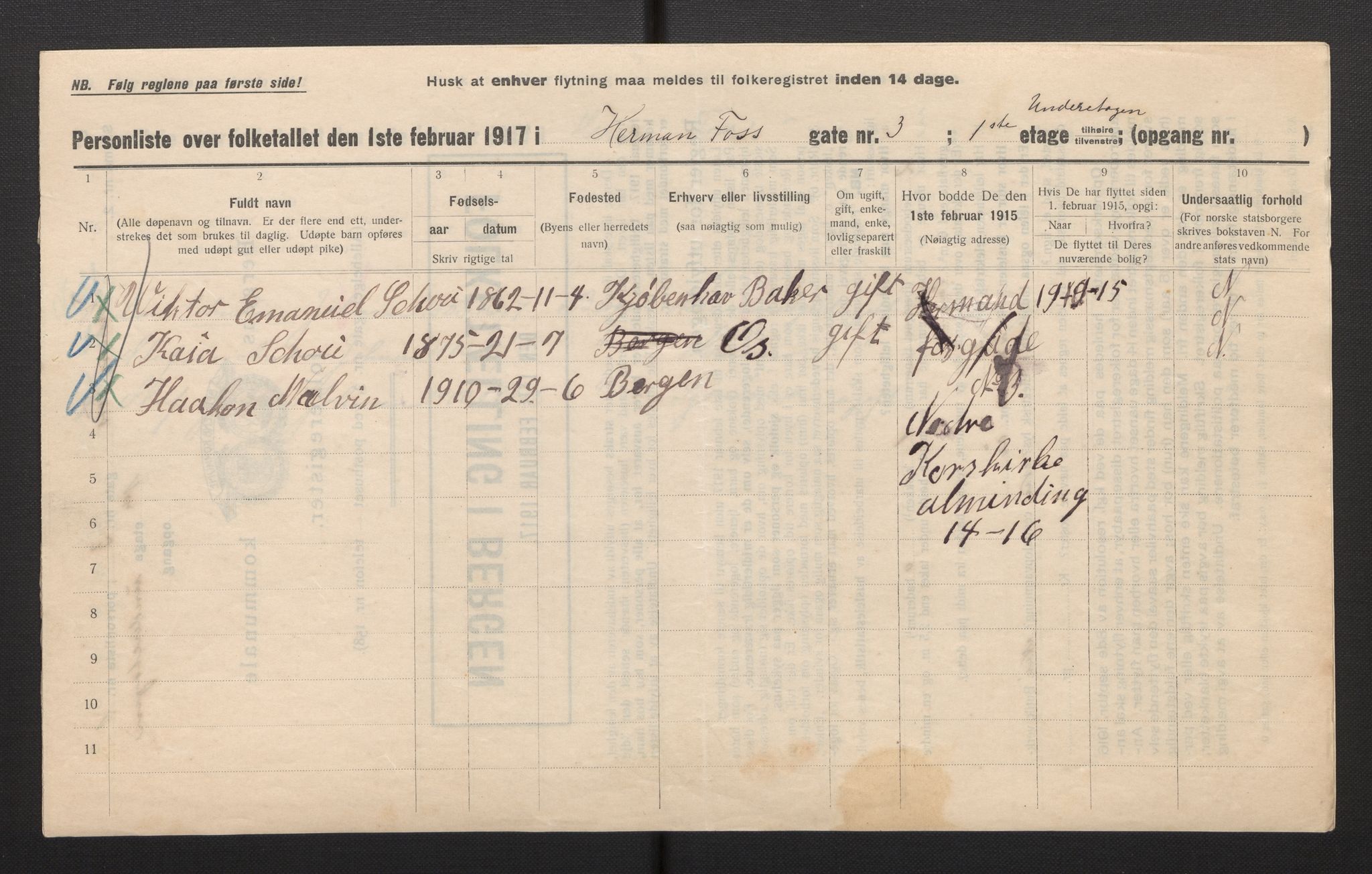 SAB, Kommunal folketelling 1917 for Bergen kjøpstad, 1917, s. 14330