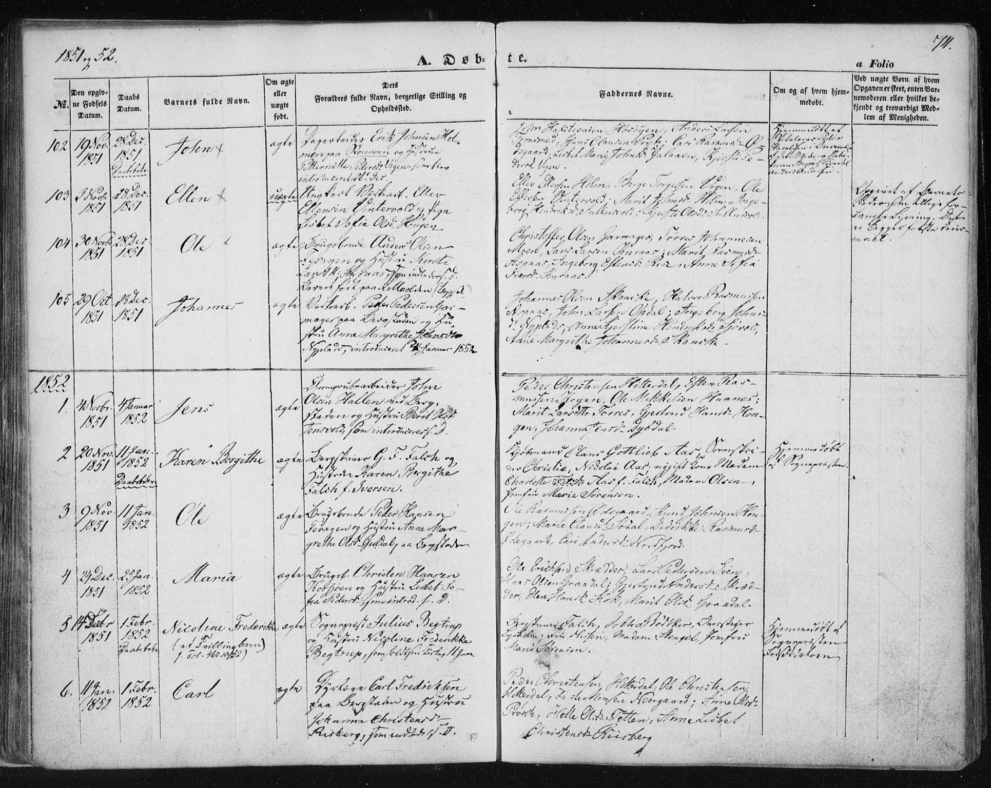 Ministerialprotokoller, klokkerbøker og fødselsregistre - Sør-Trøndelag, SAT/A-1456/681/L0931: Ministerialbok nr. 681A09, 1845-1859, s. 74