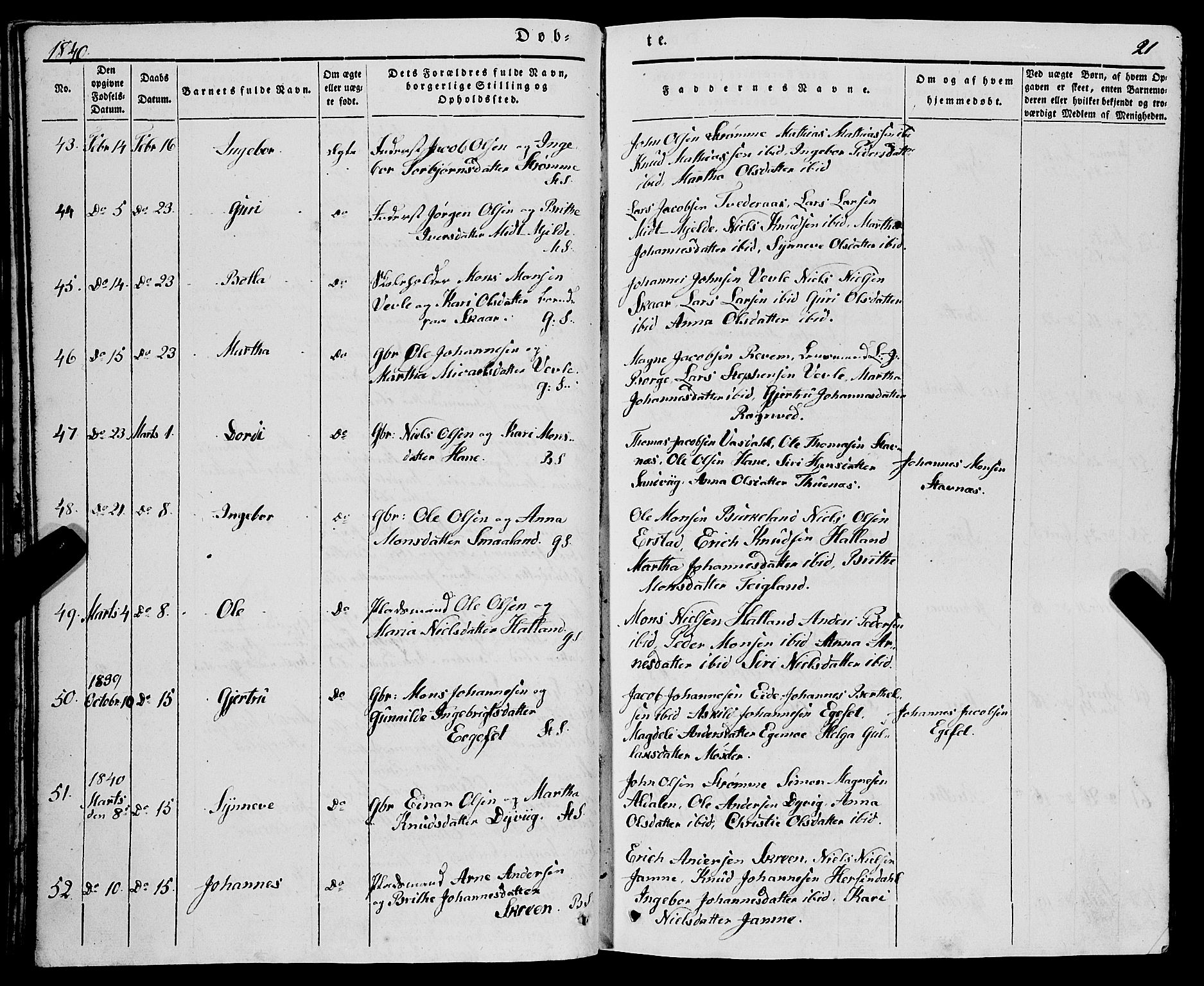 Haus sokneprestembete, AV/SAB-A-75601/H/Haa: Ministerialbok nr. A 15, 1838-1847, s. 21