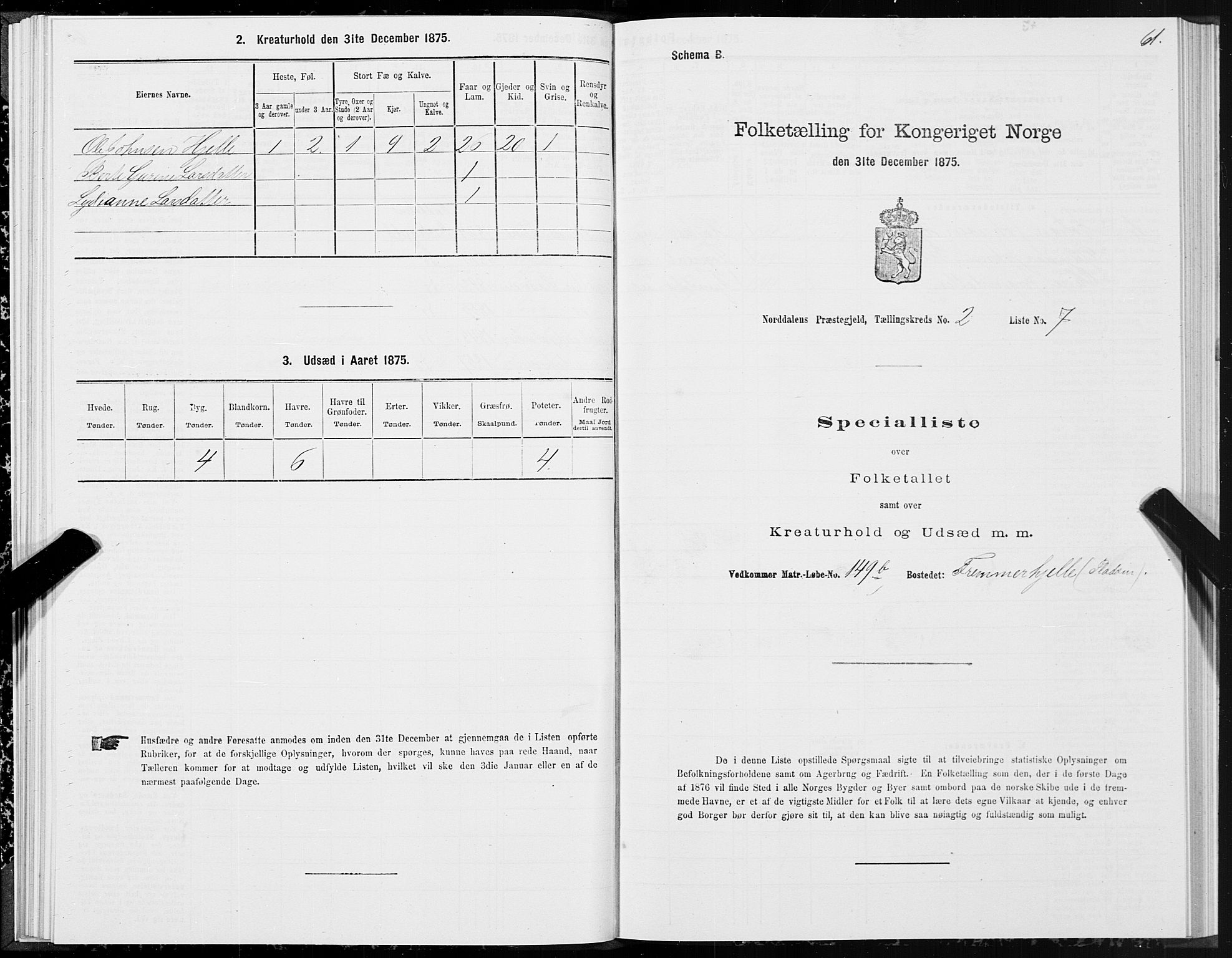 SAT, Folketelling 1875 for 1524P Norddal prestegjeld, 1875, s. 1061