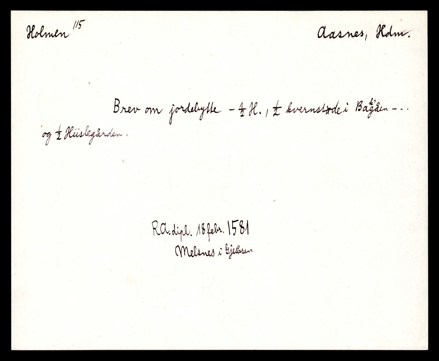 Riksarkivets diplomsamling, AV/RA-EA-5965/F35/F35e/L0008: Registreringssedler Hedmark 2, 1400-1700, s. 105