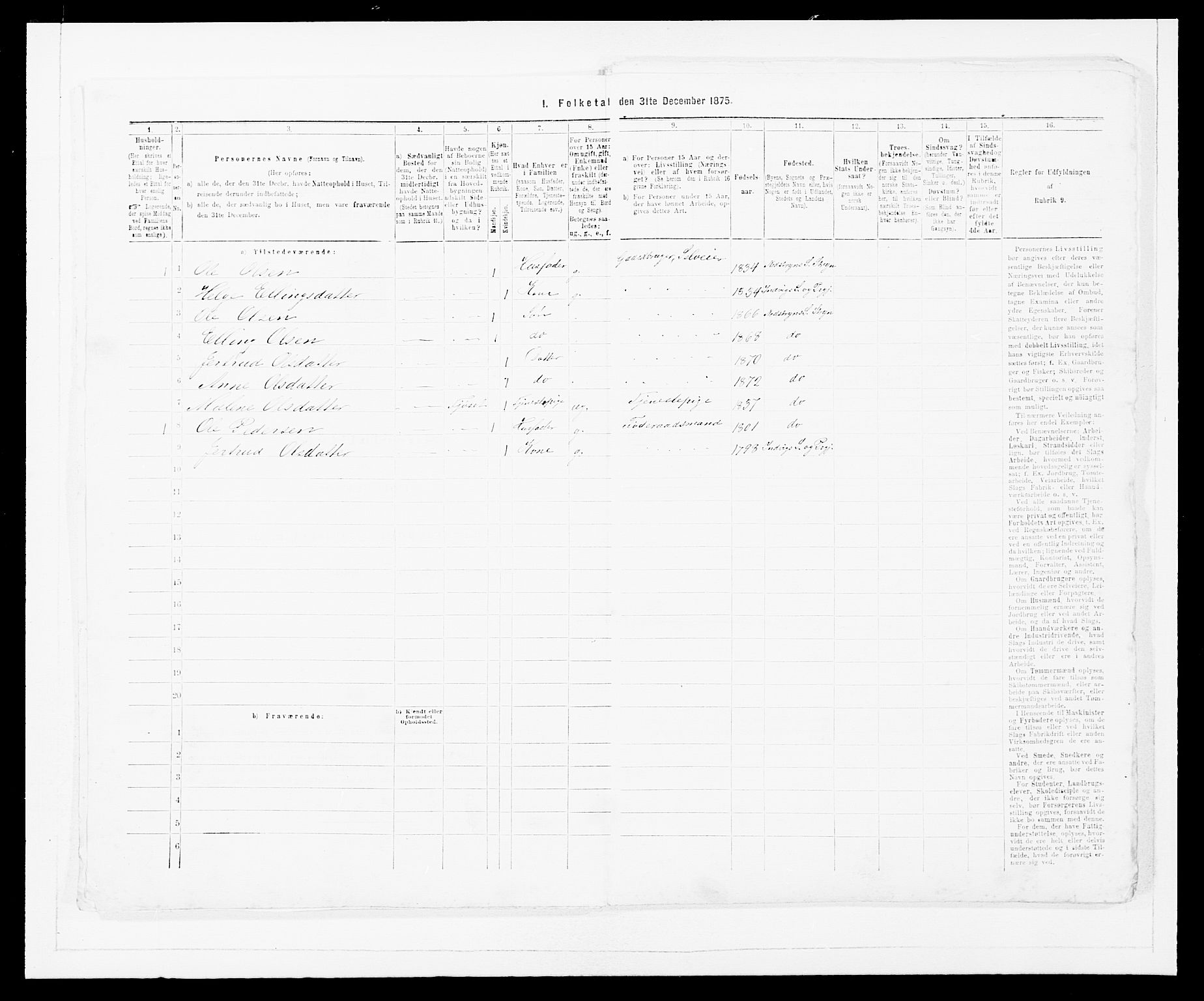 SAB, Folketelling 1875 for 1448P Stryn prestegjeld, 1875, s. 39