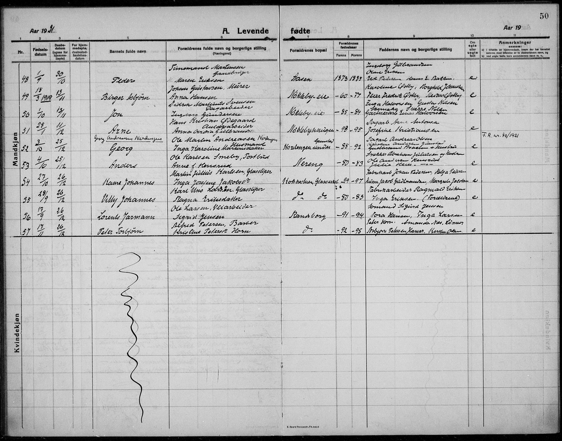 Jevnaker prestekontor, AV/SAH-PREST-116/H/Ha/Haa/L0012: Ministerialbok nr. 12, 1914-1924, s. 50
