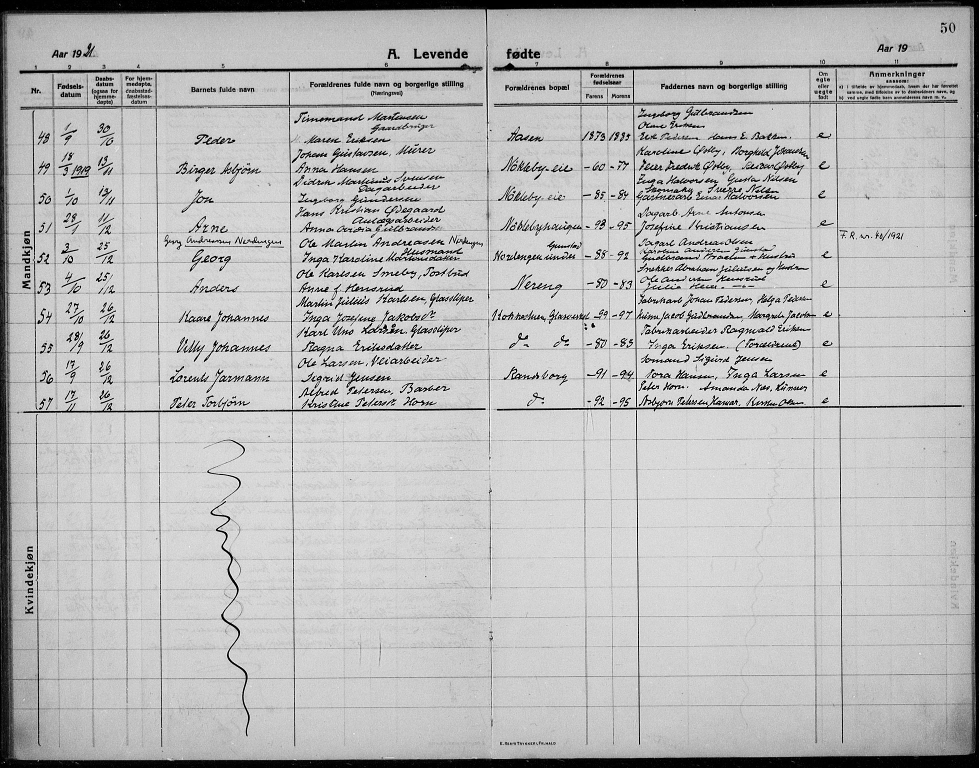 Jevnaker prestekontor, SAH/PREST-116/H/Ha/Haa/L0012: Ministerialbok nr. 12, 1914-1924, s. 50