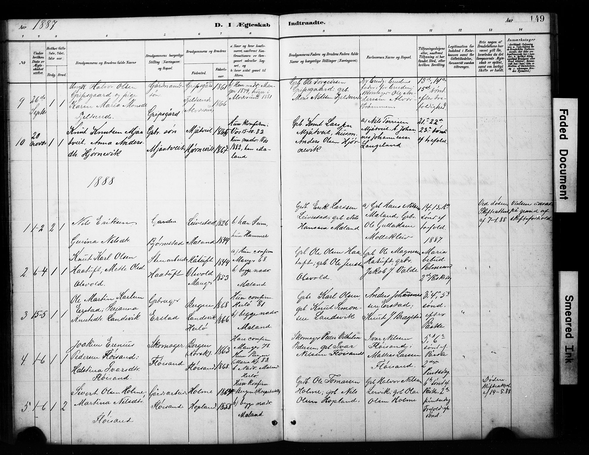Alversund Sokneprestembete, AV/SAB-A-73901/H/Ha/Hab: Klokkerbok nr. C 3, 1881-1894, s. 149