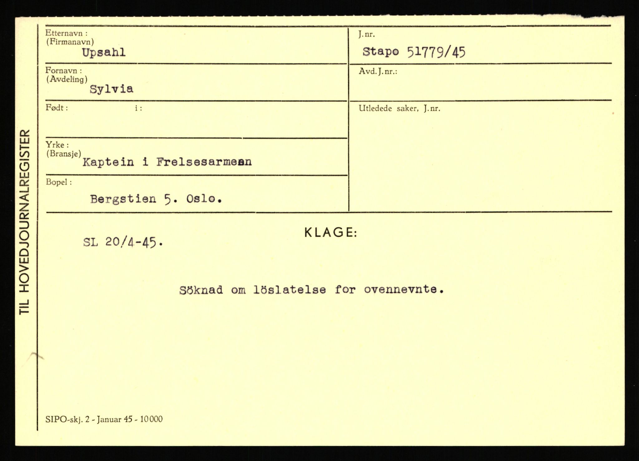 Statspolitiet - Hovedkontoret / Osloavdelingen, AV/RA-S-1329/C/Ca/L0016: Uberg - Øystese, 1943-1945, s. 287