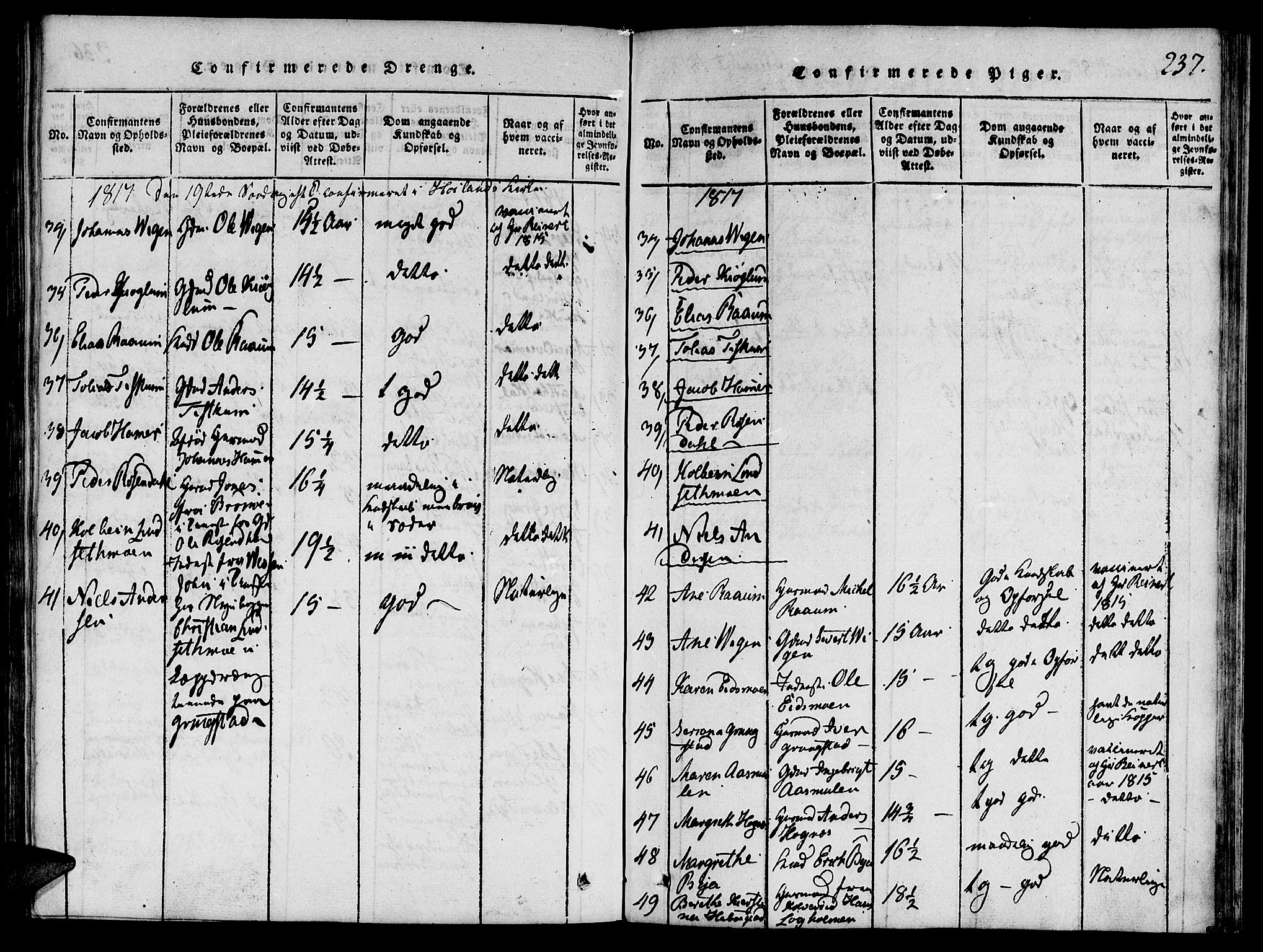 Ministerialprotokoller, klokkerbøker og fødselsregistre - Nord-Trøndelag, SAT/A-1458/764/L0546: Ministerialbok nr. 764A06 /1, 1816-1823, s. 237