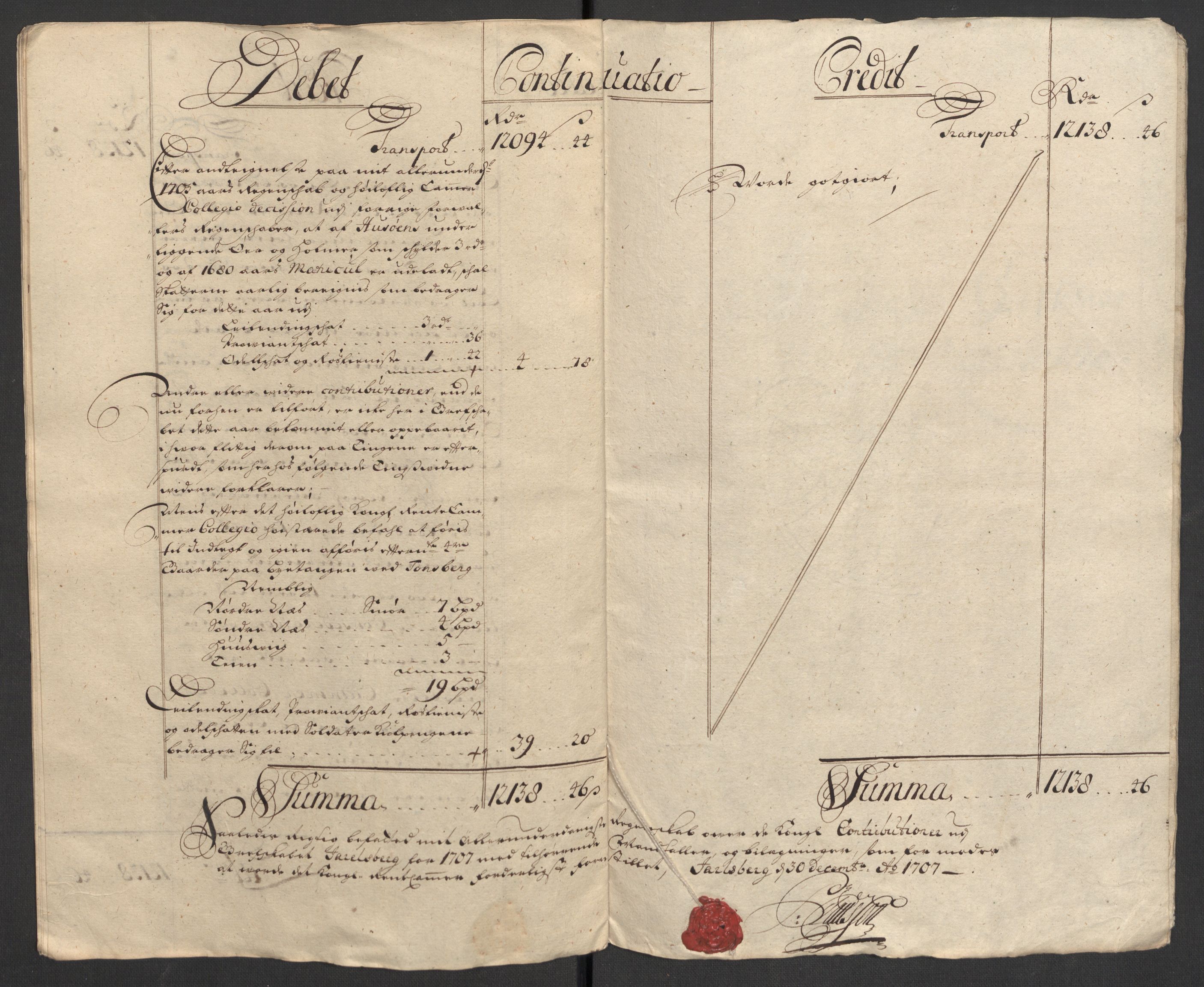 Rentekammeret inntil 1814, Reviderte regnskaper, Fogderegnskap, AV/RA-EA-4092/R32/L1872: Fogderegnskap Jarlsberg grevskap, 1706-1707, s. 275