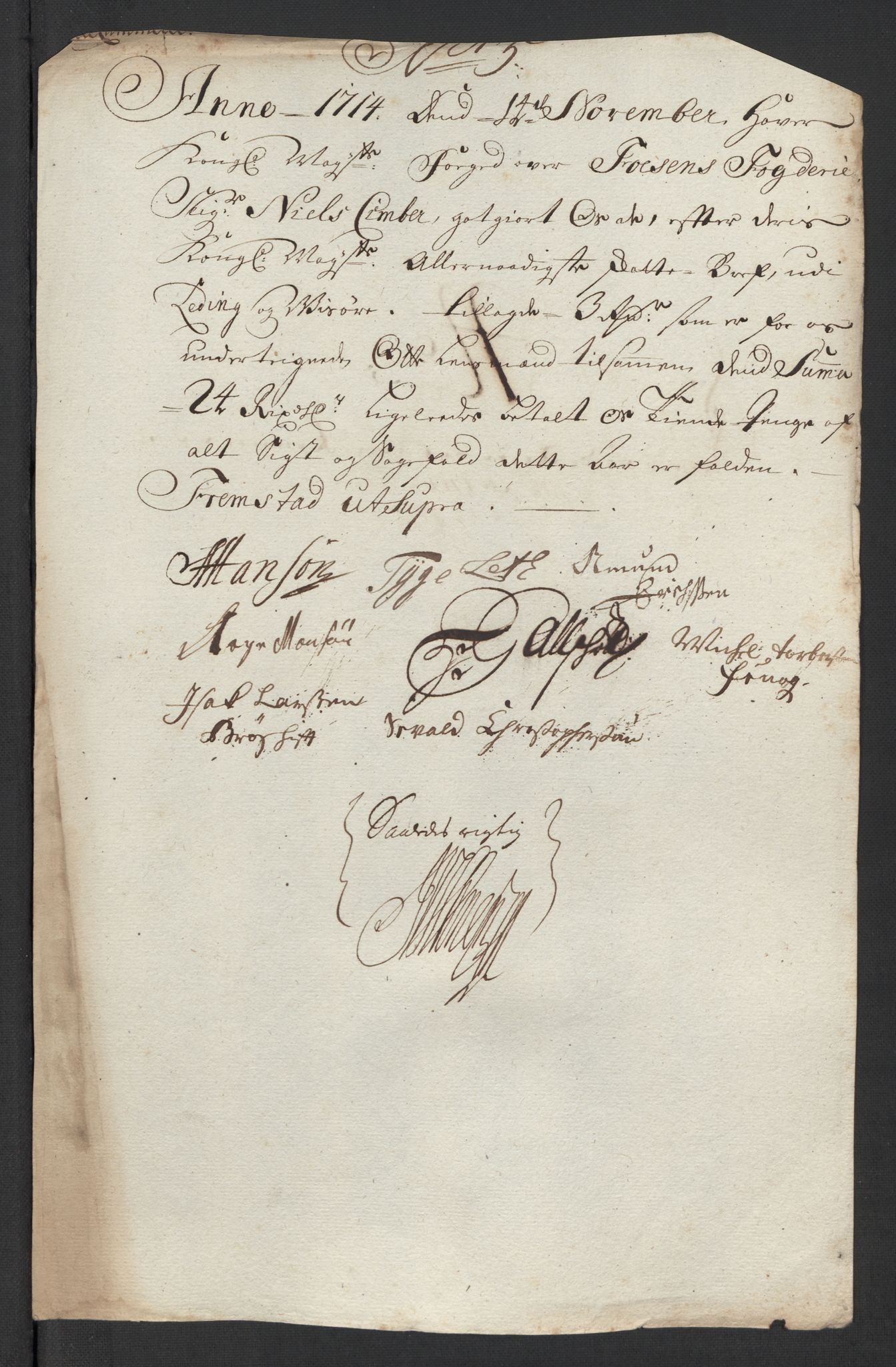 Rentekammeret inntil 1814, Reviderte regnskaper, Fogderegnskap, RA/EA-4092/R57/L3862: Fogderegnskap Fosen, 1714, s. 173