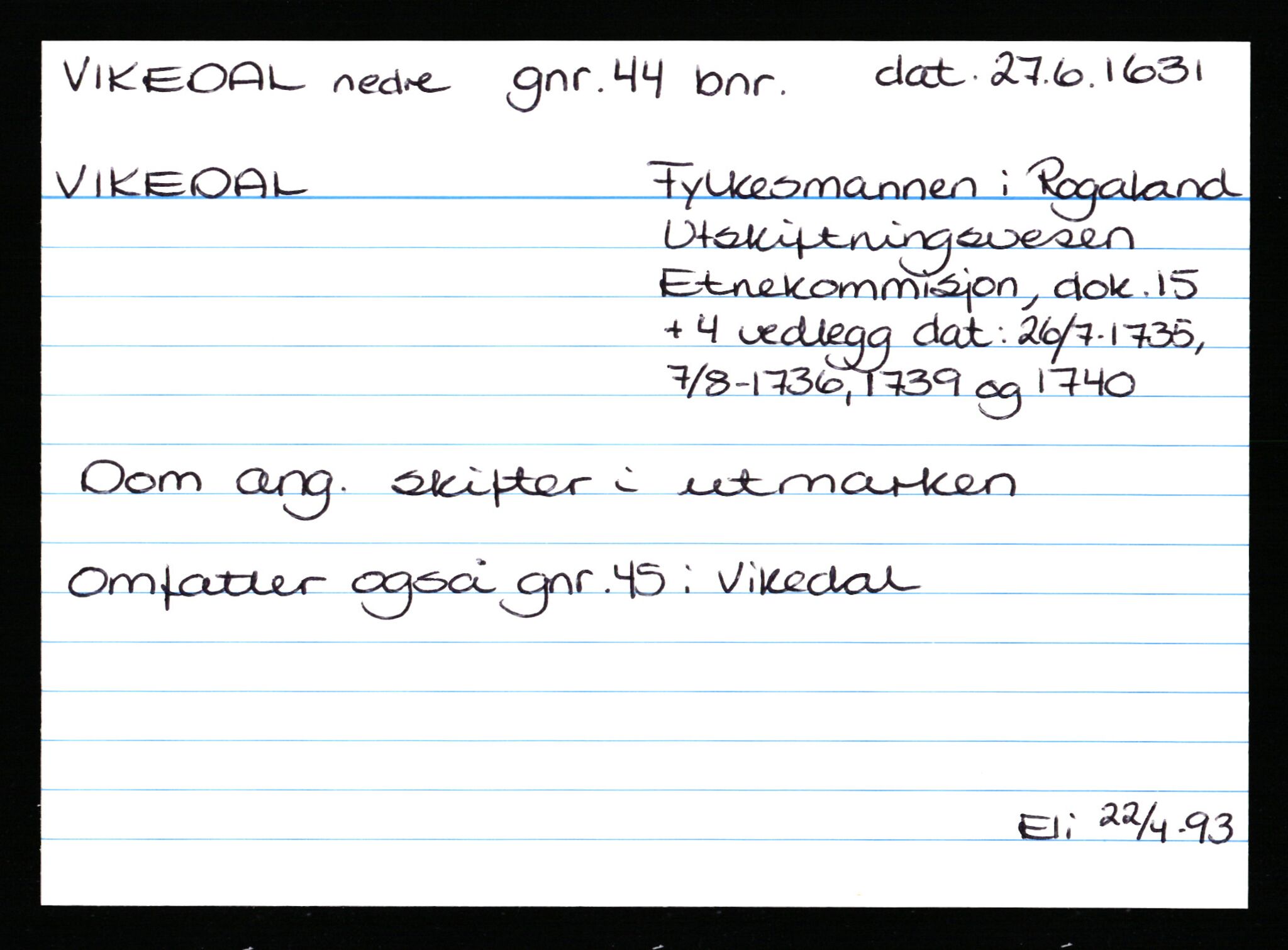 Statsarkivet i Stavanger, AV/SAST-A-101971/03/Y/Ym/L0067: Åstedskort sortert etter gårdsnavn: Vik - Vold, 1600-1950, s. 91