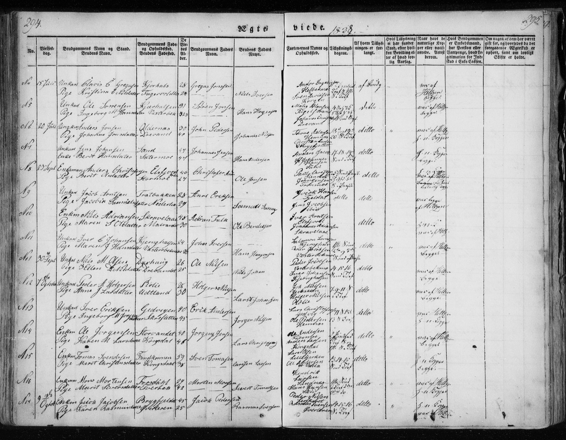 Ministerialprotokoller, klokkerbøker og fødselsregistre - Nordland, AV/SAT-A-1459/825/L0354: Ministerialbok nr. 825A08, 1826-1841, s. 294-295