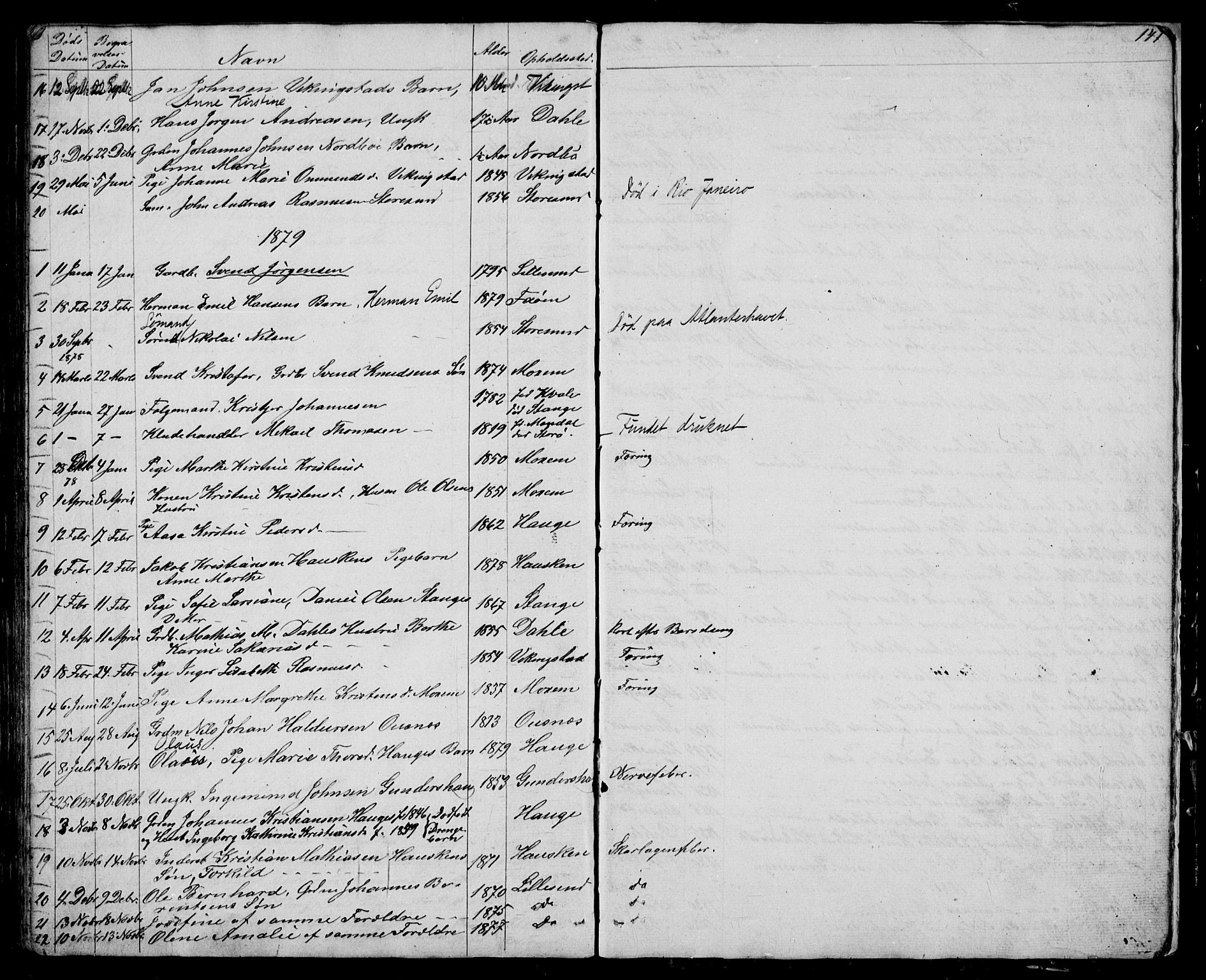 Torvastad sokneprestkontor, AV/SAST-A -101857/H/Ha/Hab/L0003: Klokkerbok nr. B 3, 1850-1900, s. 147