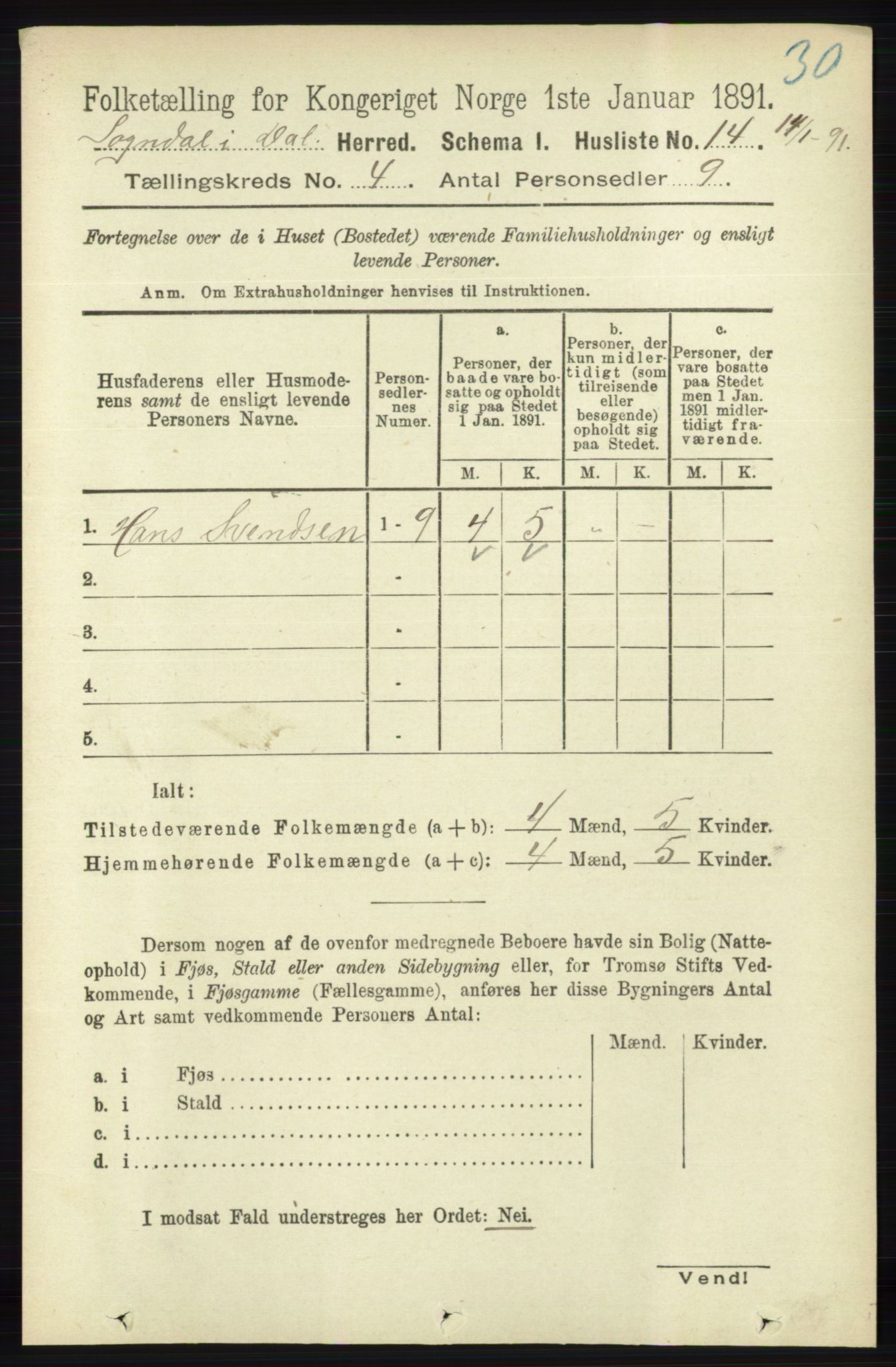RA, Folketelling 1891 for 1111 Sokndal herred, 1891, s. 964