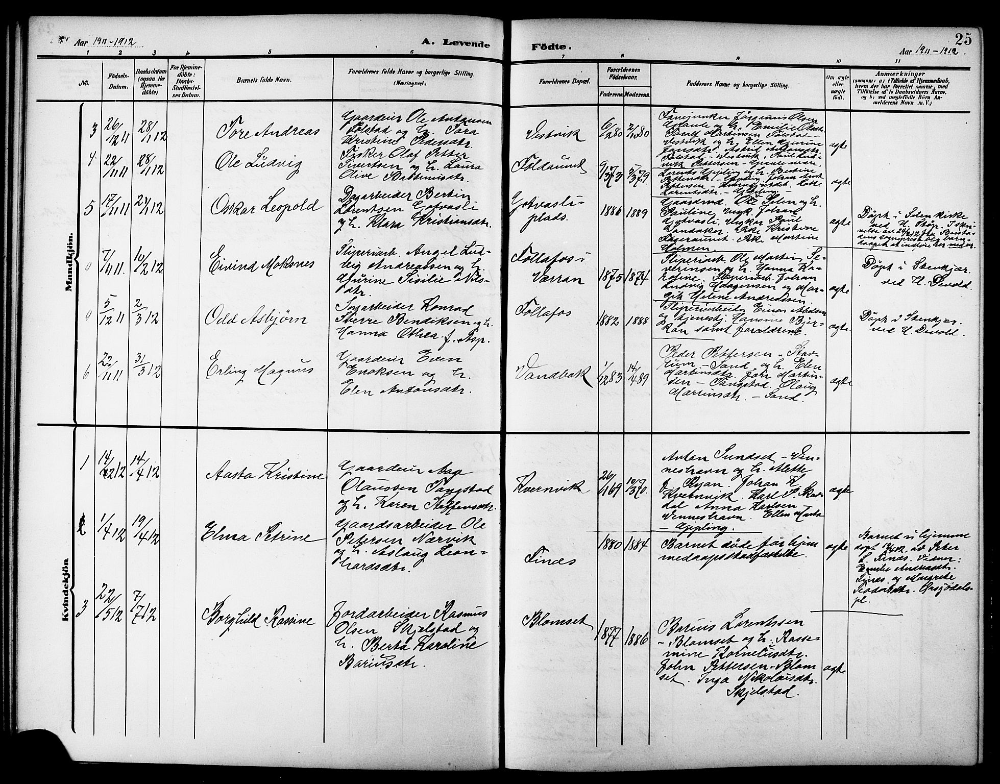 Ministerialprotokoller, klokkerbøker og fødselsregistre - Nord-Trøndelag, AV/SAT-A-1458/744/L0424: Klokkerbok nr. 744C03, 1906-1923, s. 25