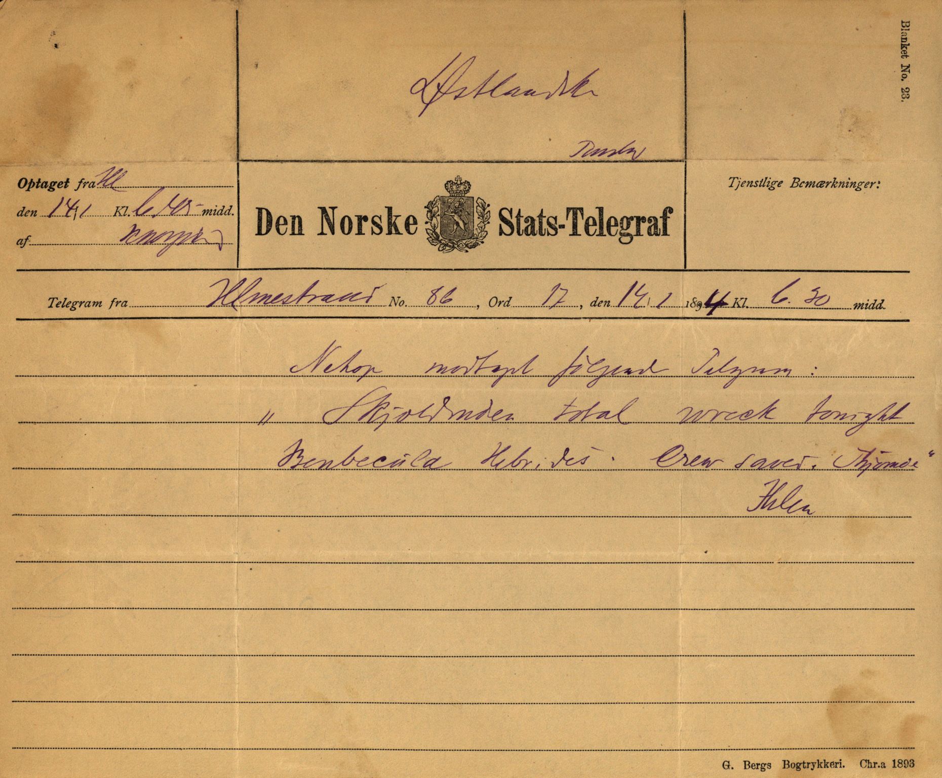 Pa 63 - Østlandske skibsassuranceforening, VEMU/A-1079/G/Ga/L0030/0008: Havaridokumenter / Skjoldmoen, Dalerne, Union, 1894, s. 6