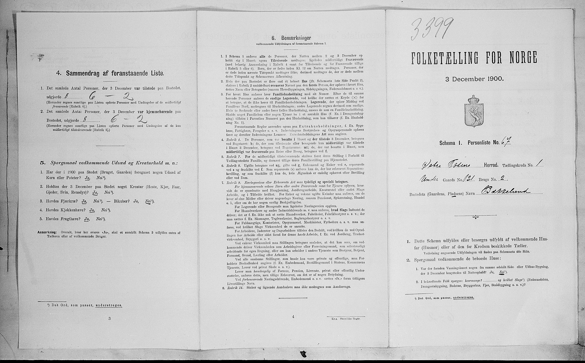 SAH, Folketelling 1900 for 0528 Østre Toten herred, 1900, s. 329