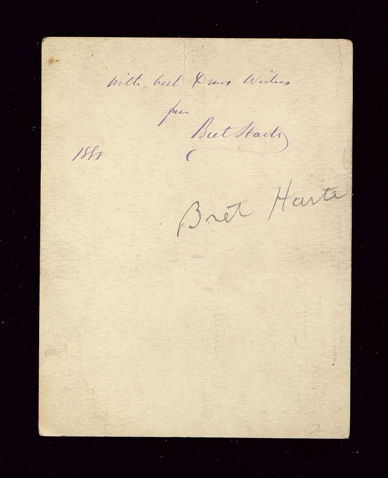 Øvre Amla, gnr. 106, VLFK/SFF-2013149/E/Eb/L0001/0019: Autografer utenlandske / Harte, Francis Bret (1839-1902. Nordamerikansk forfatter), 1880