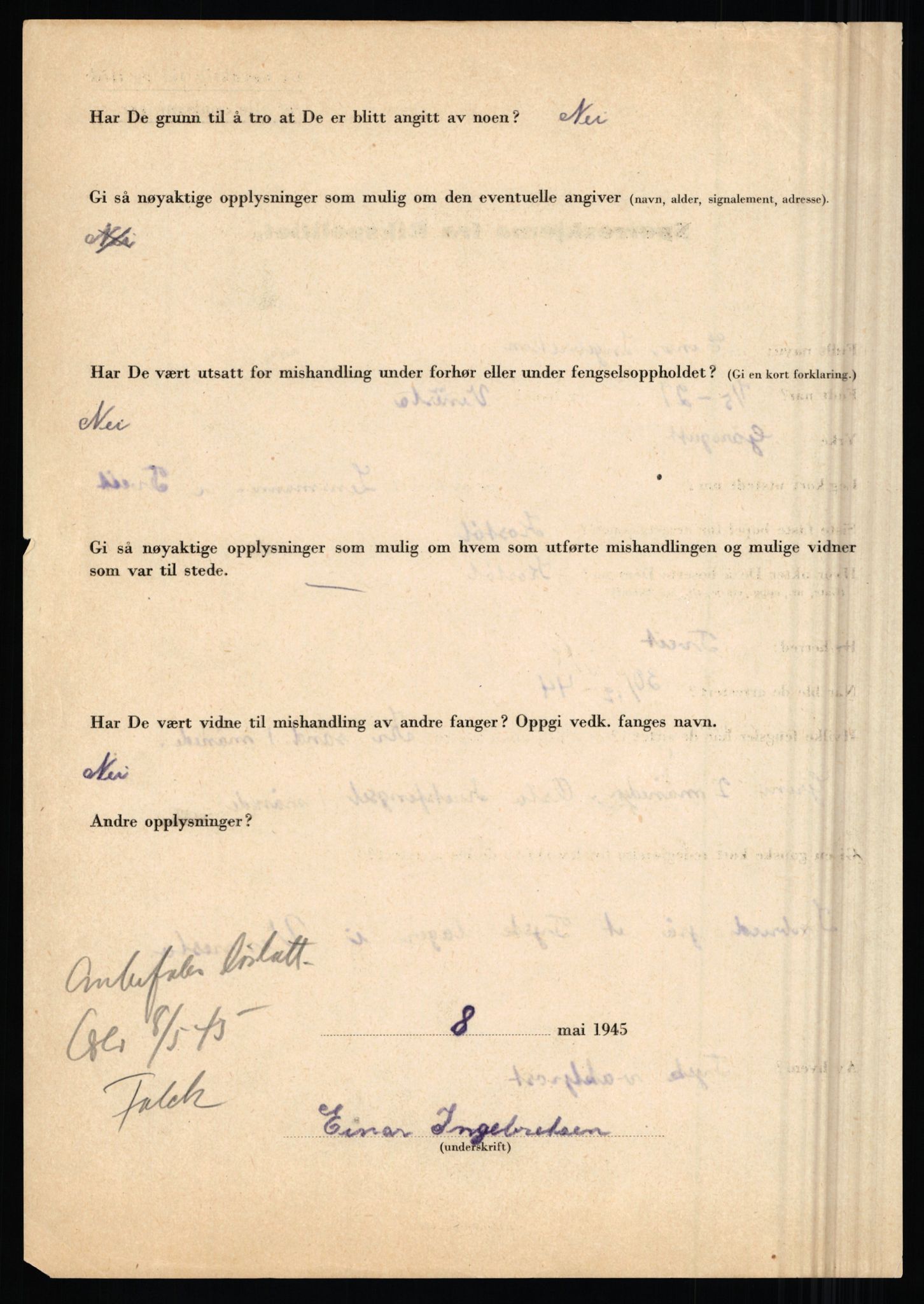Rikspolitisjefen, AV/RA-S-1560/L/L0007: Heen, Erik C. - Iversen, Trygve, 1940-1945, s. 1110