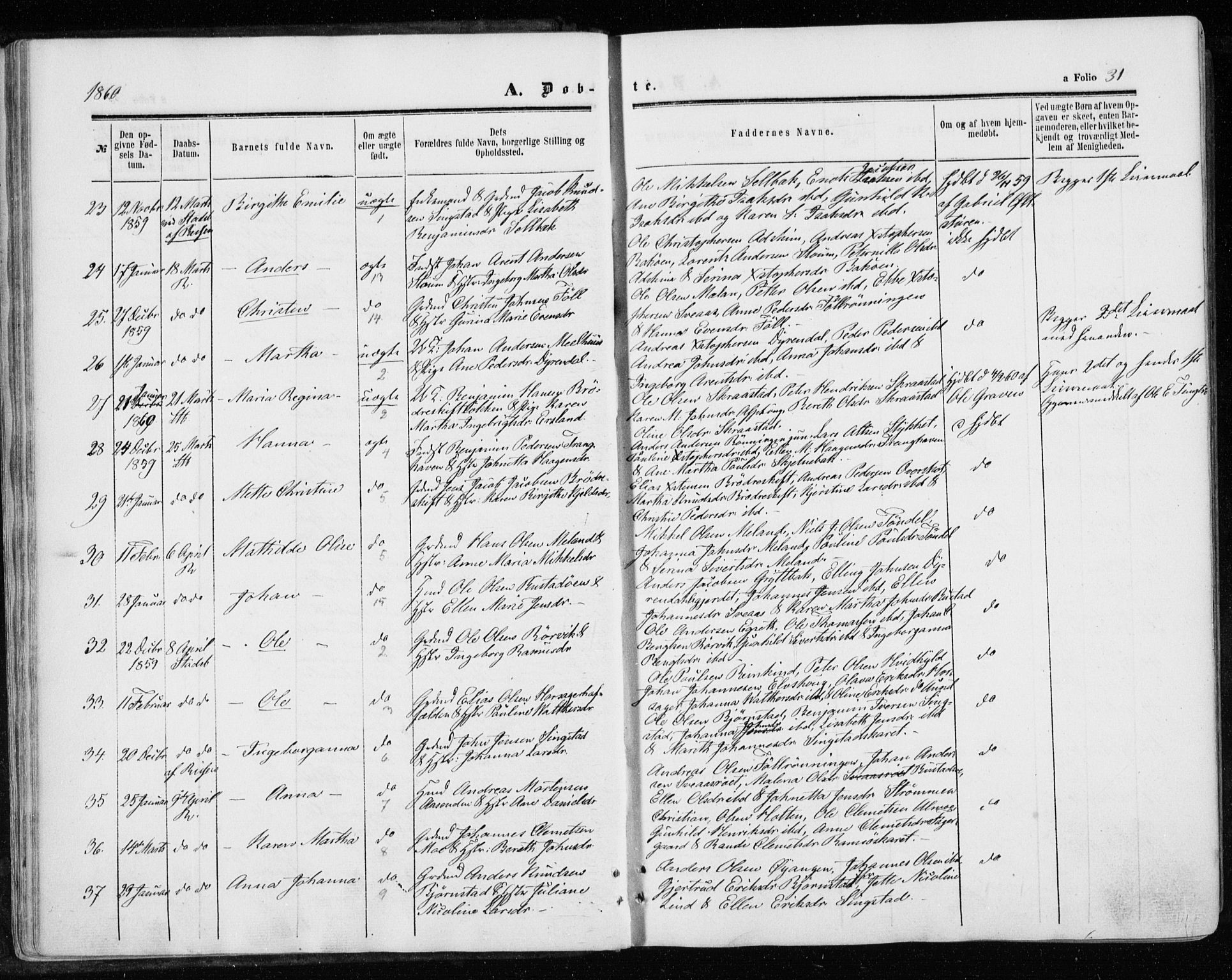 Ministerialprotokoller, klokkerbøker og fødselsregistre - Sør-Trøndelag, SAT/A-1456/646/L0612: Ministerialbok nr. 646A10, 1858-1869, s. 31