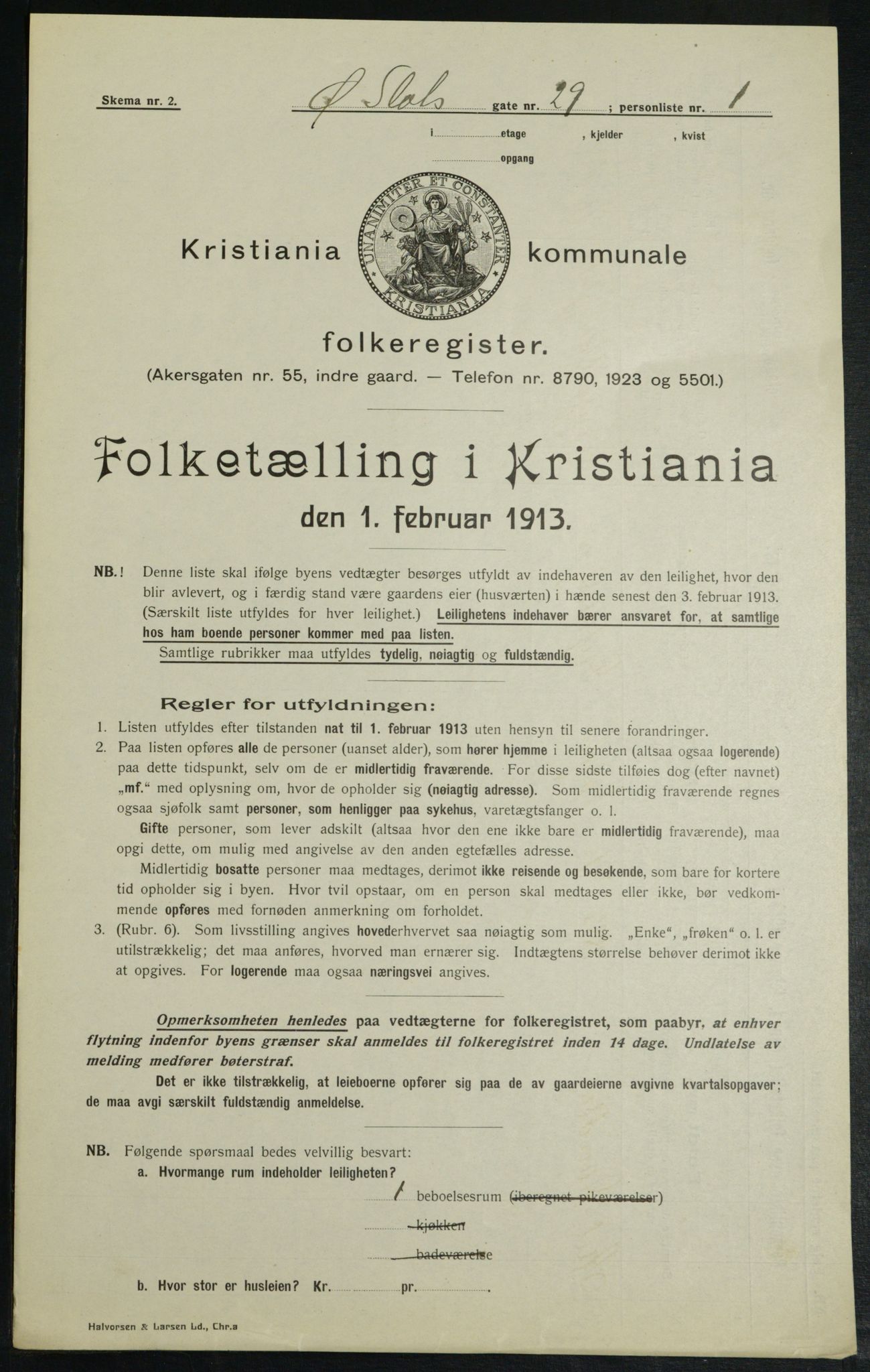 OBA, Kommunal folketelling 1.2.1913 for Kristiania, 1913, s. 129923