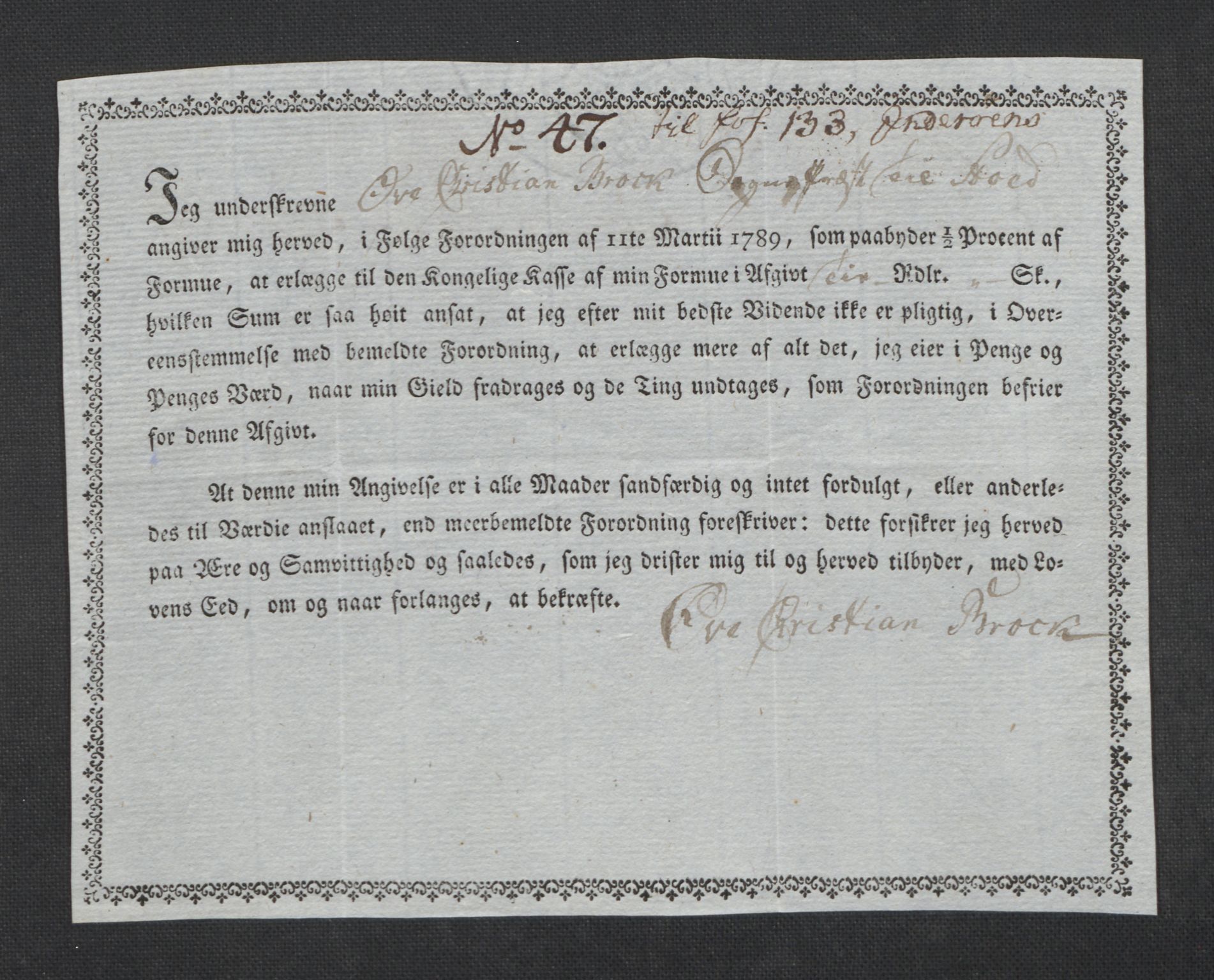 Rentekammeret inntil 1814, Reviderte regnskaper, Mindre regnskaper, RA/EA-4068/Rf/Rfe/L0017: Inderøy fogderi, Jarlsberg grevskap, 1789, s. 206