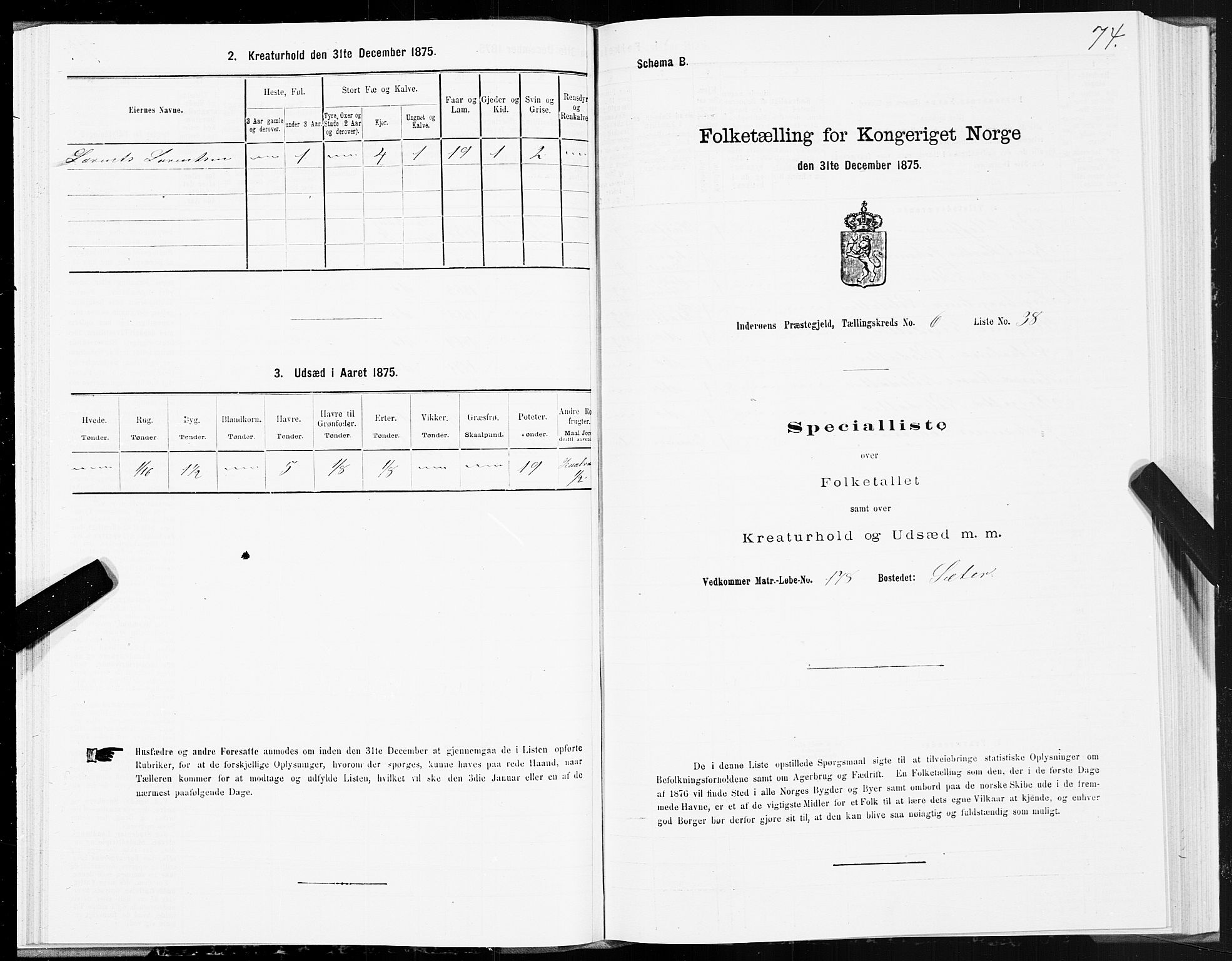 SAT, Folketelling 1875 for 1729P Inderøy prestegjeld, 1875, s. 4074
