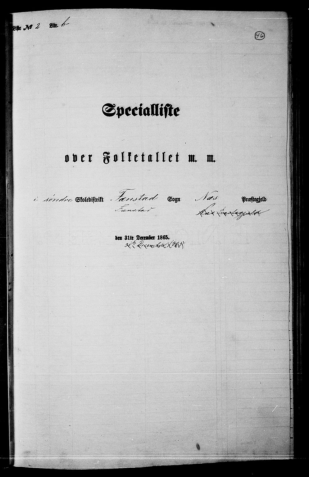 RA, Folketelling 1865 for 0236P Nes prestegjeld, 1865, s. 43