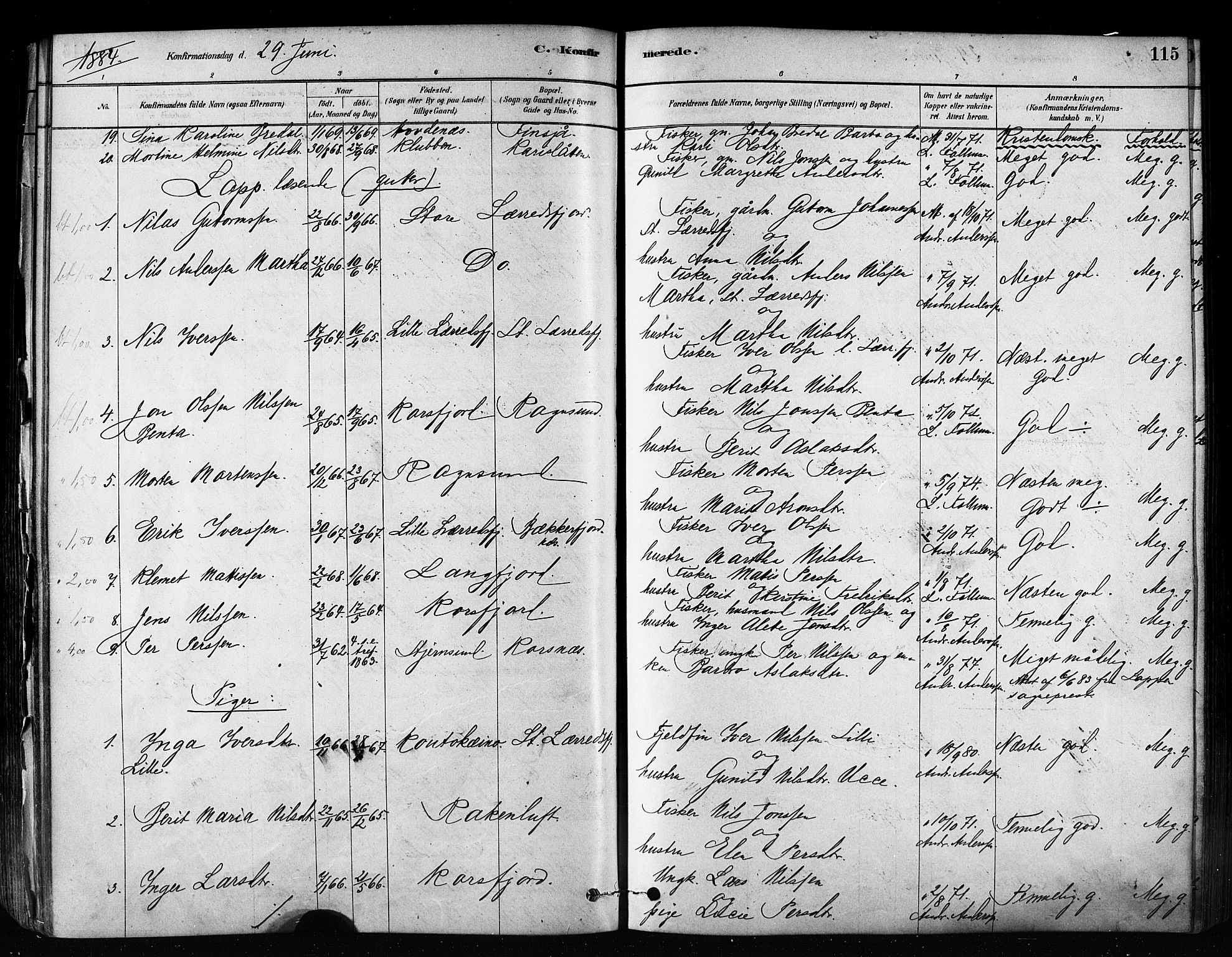 Talvik sokneprestkontor, AV/SATØ-S-1337/H/Ha/L0012kirke: Ministerialbok nr. 12, 1878-1886, s. 115