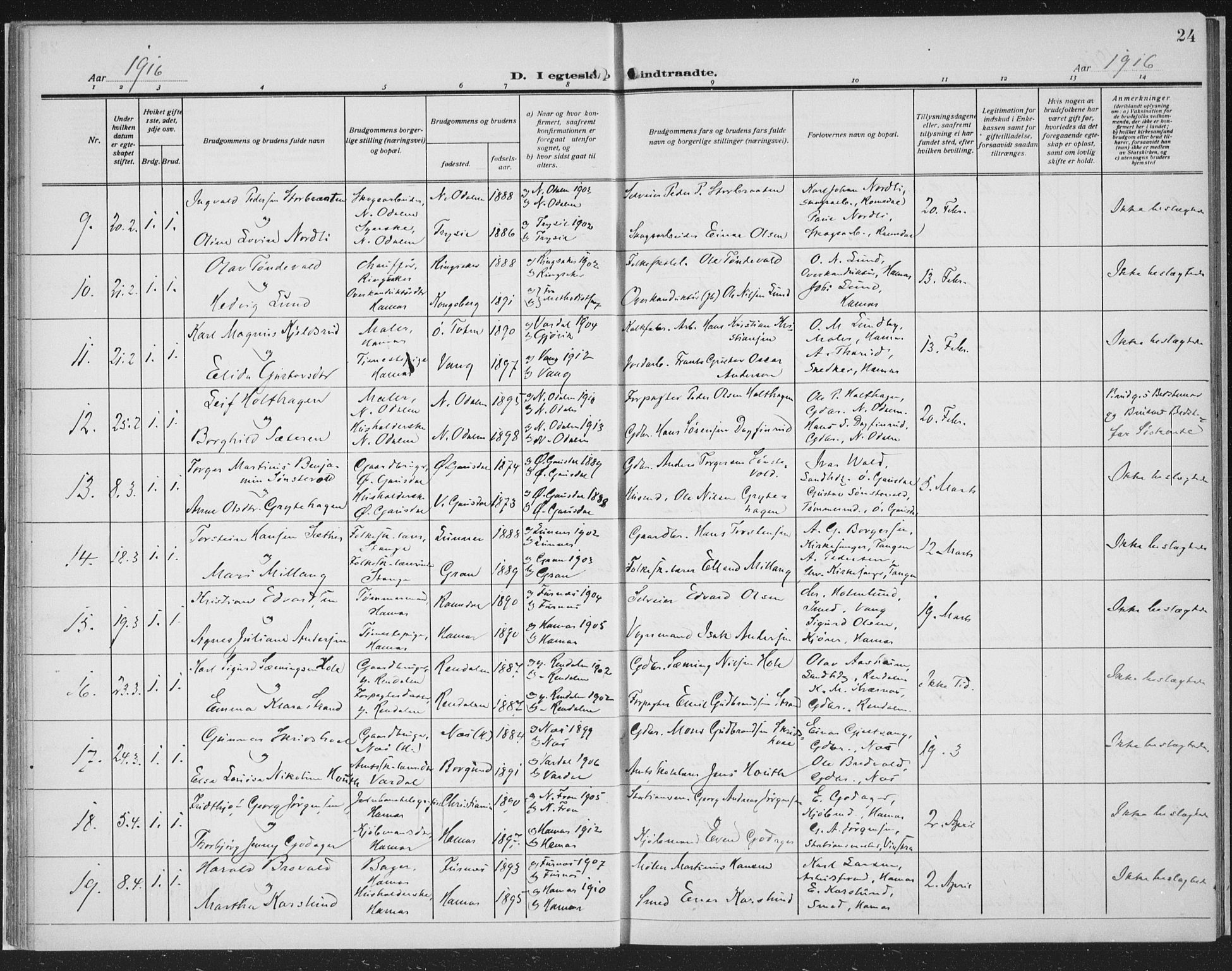 Hamar prestekontor, AV/SAH-DOMPH-002/H/Ha/Haa/L0003: Ministerialbok nr. 3, 1913-1930, s. 24