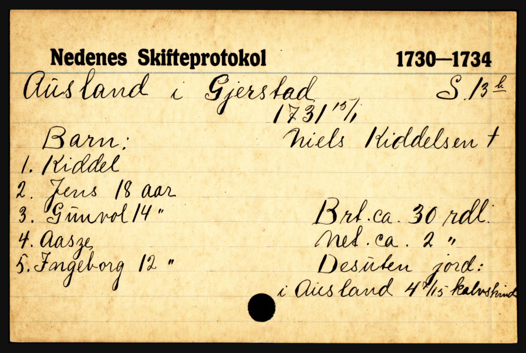 Nedenes sorenskriveri før 1824, AV/SAK-1221-0007/H, s. 1443