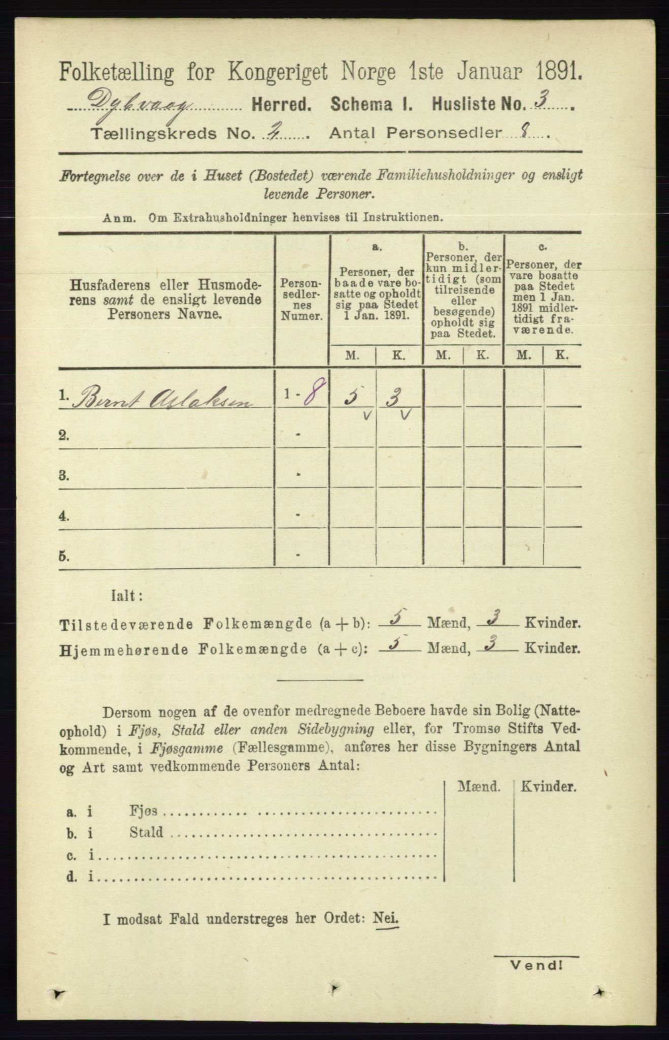 RA, Folketelling 1891 for 0915 Dypvåg herred, 1891, s. 470