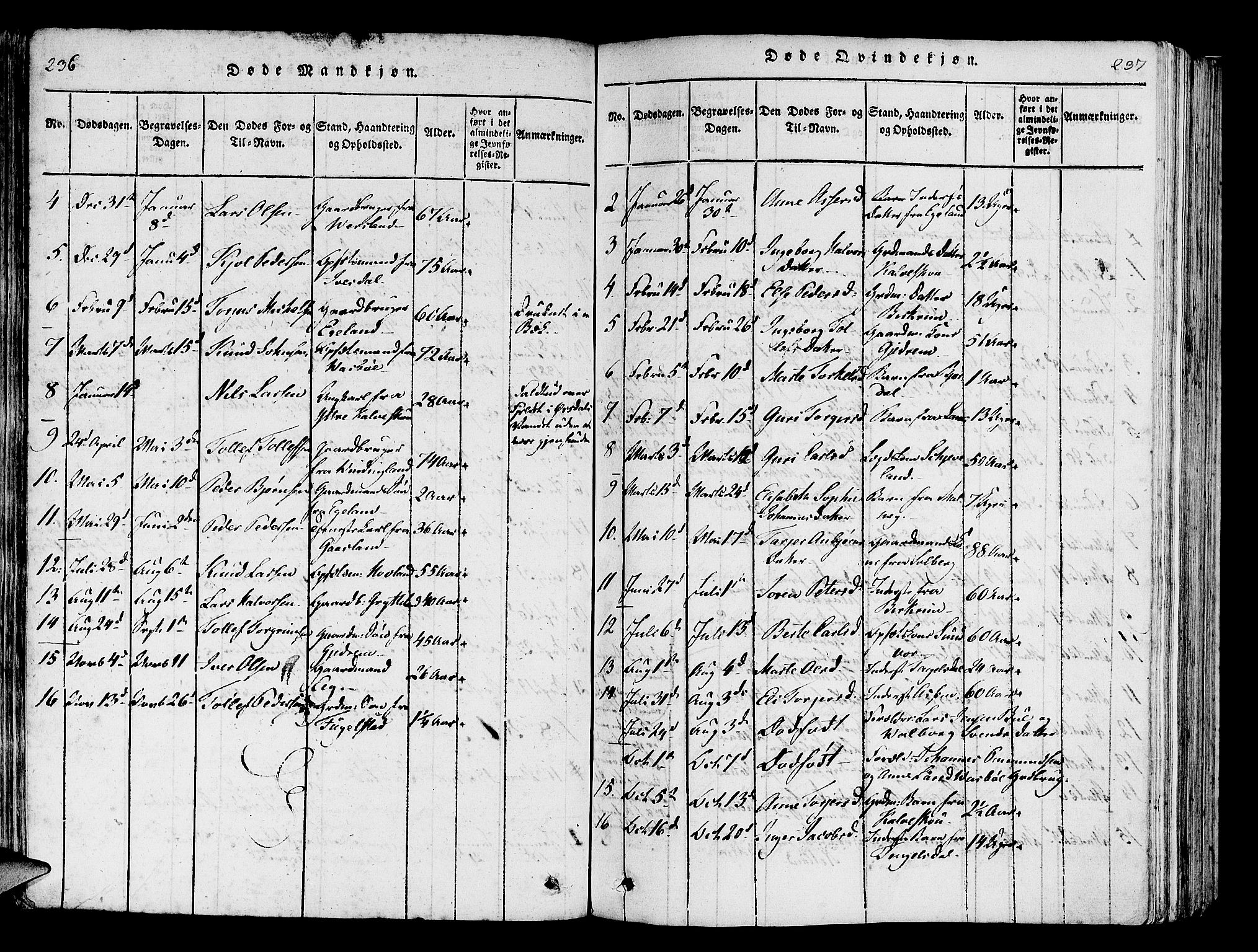 Helleland sokneprestkontor, SAST/A-101810: Ministerialbok nr. A 5, 1815-1834, s. 236-237