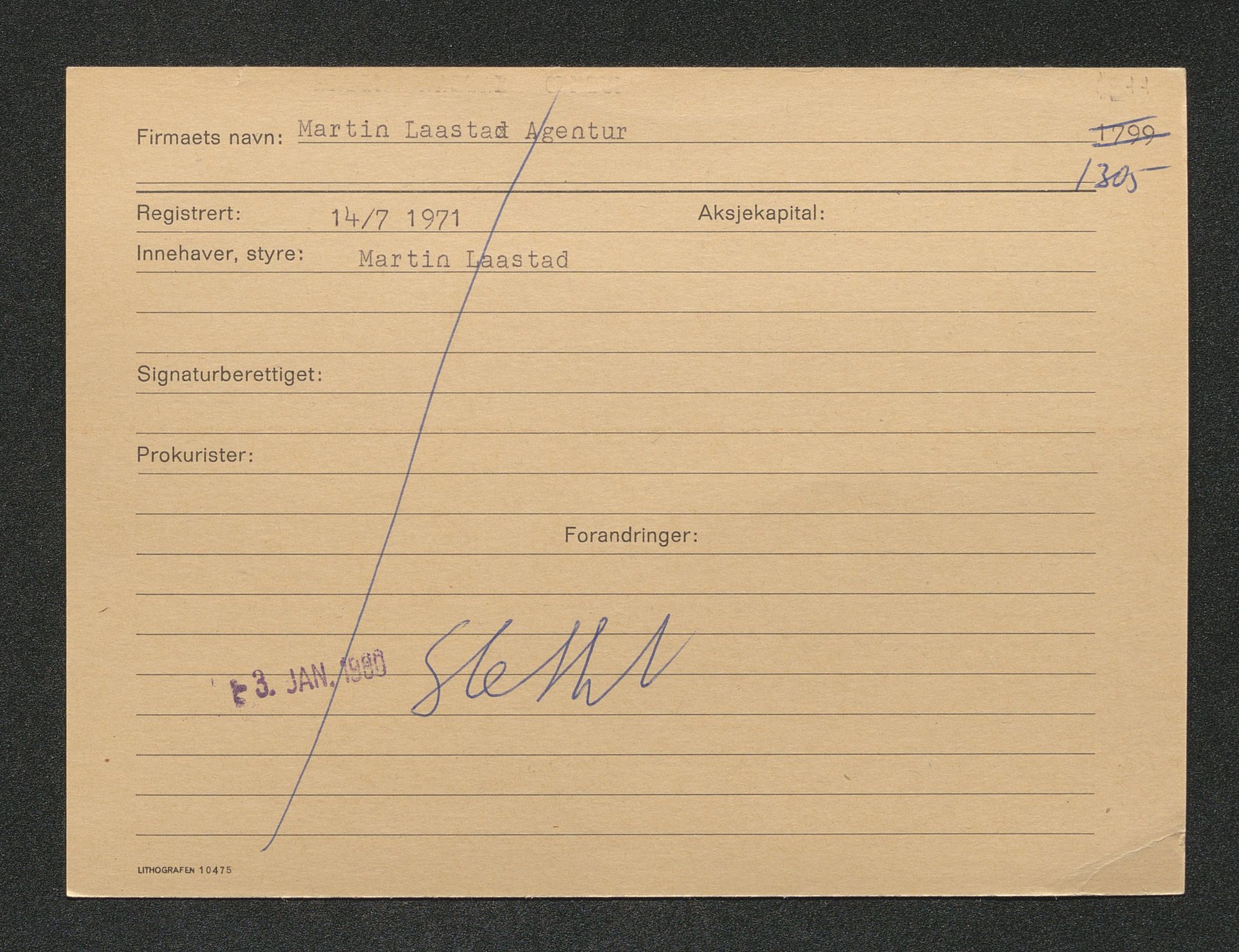 Stavanger byfogd, AV/SAST-A-101408/001/4/42/422/4221A/L0003: Register over slettede firma: L - O, 1891-1987, s. 184