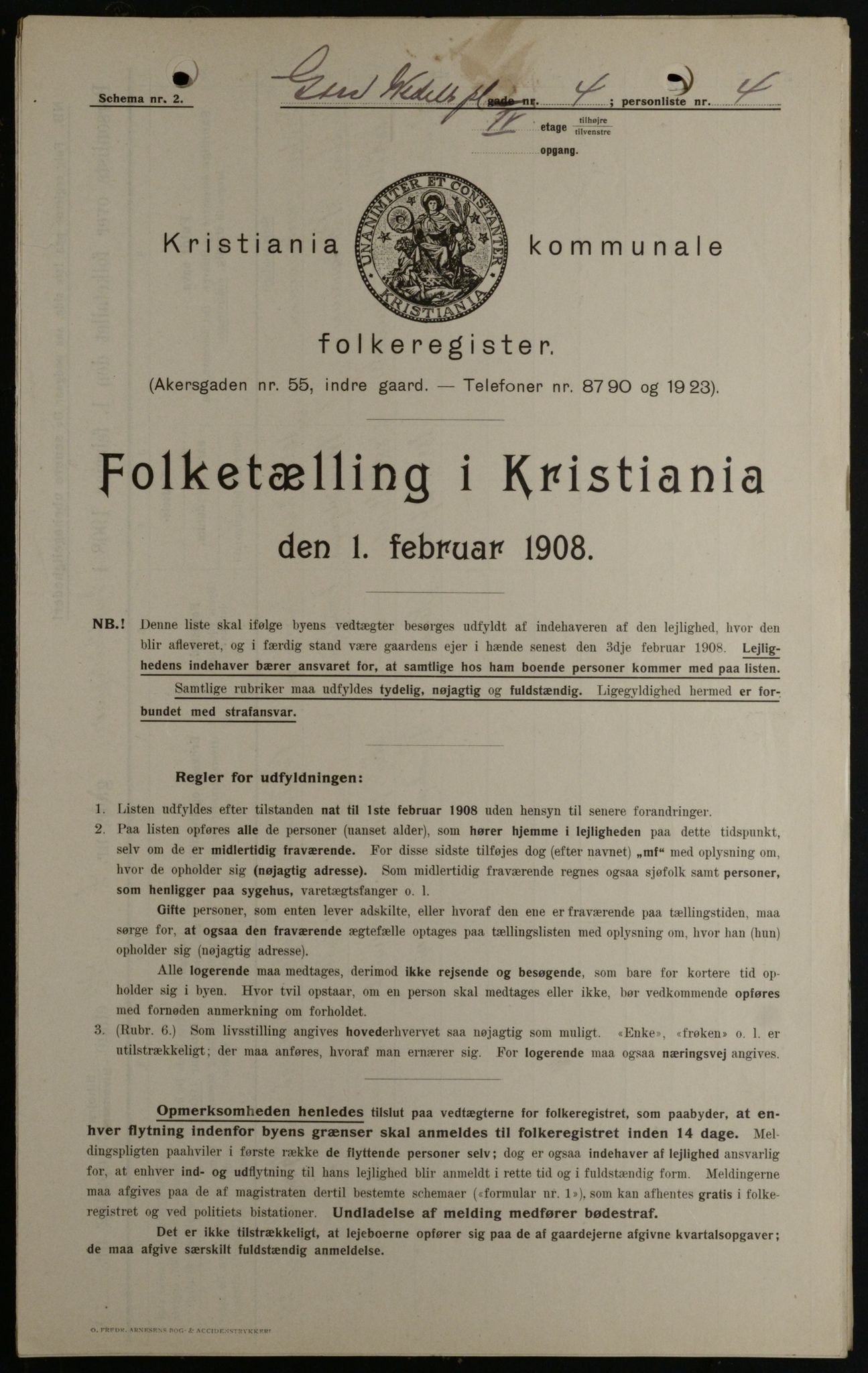 OBA, Kommunal folketelling 1.2.1908 for Kristiania kjøpstad, 1908, s. 26904