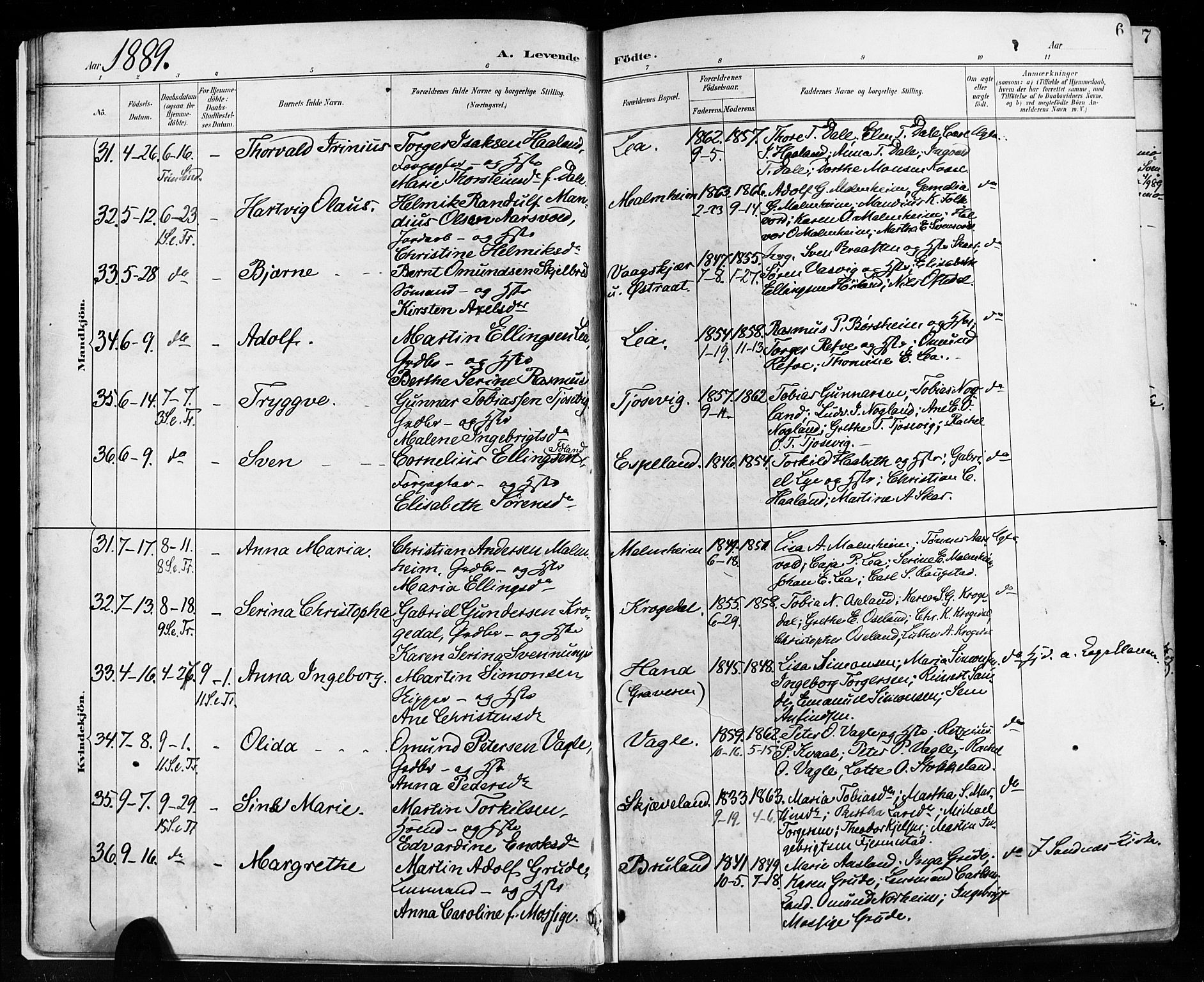 Høyland sokneprestkontor, AV/SAST-A-101799/001/30BA/L0013: Ministerialbok nr. A 13.1, 1889-1898, s. 6