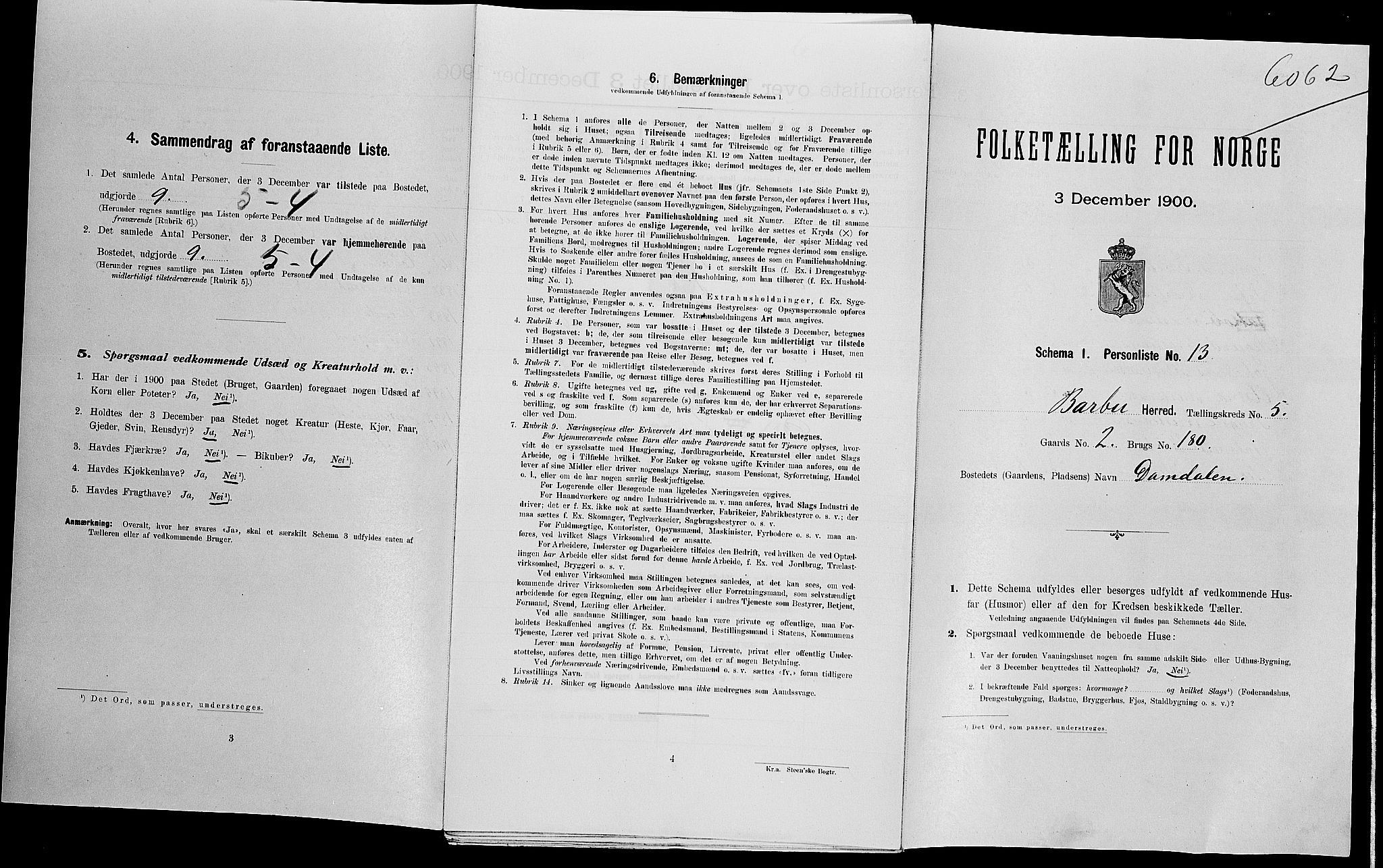 SAK, Folketelling 1900 for 0990 Barbu herred, 1900, s. 689