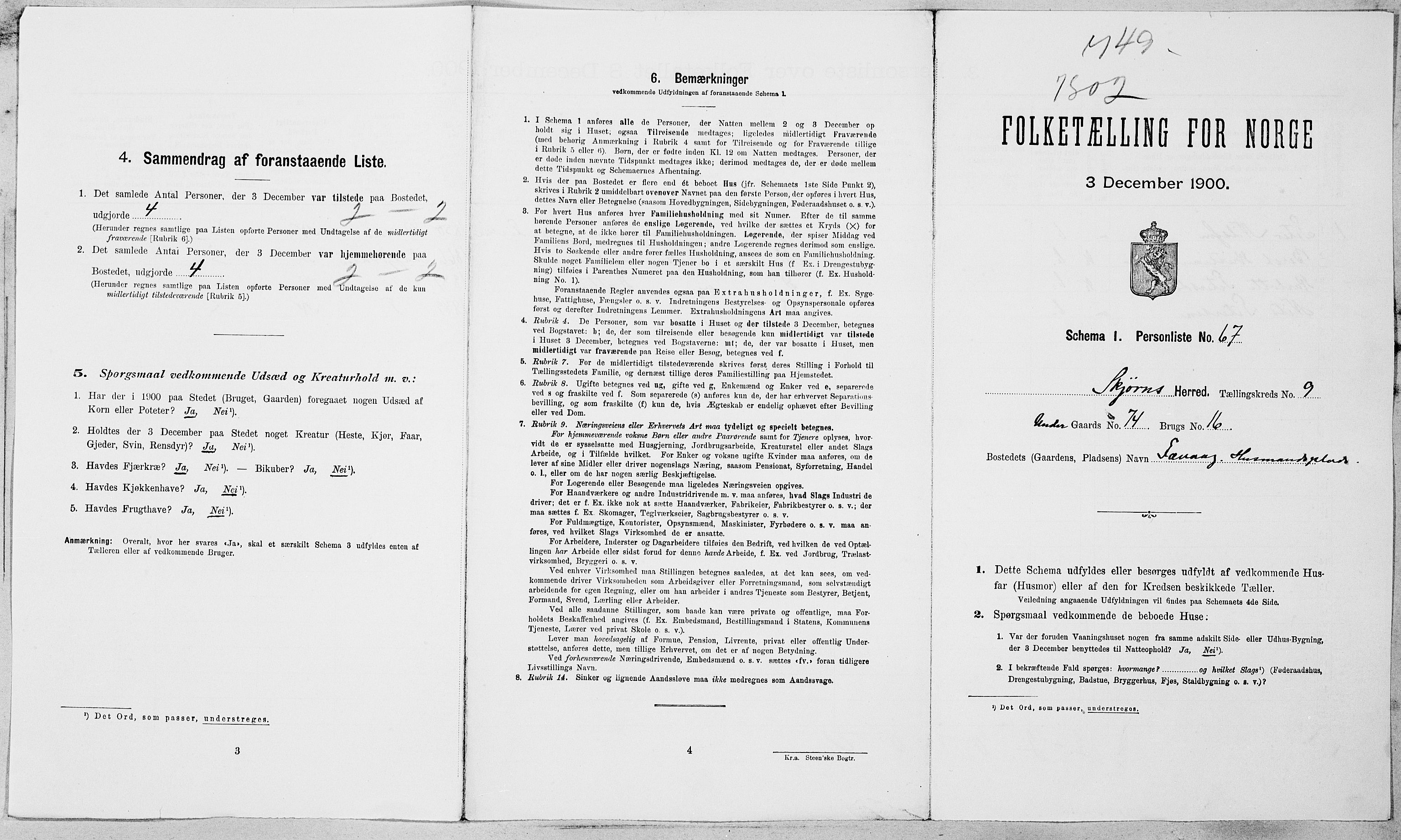 SAT, Folketelling 1900 for 1626 Stjørna herred, 1900, s. 60