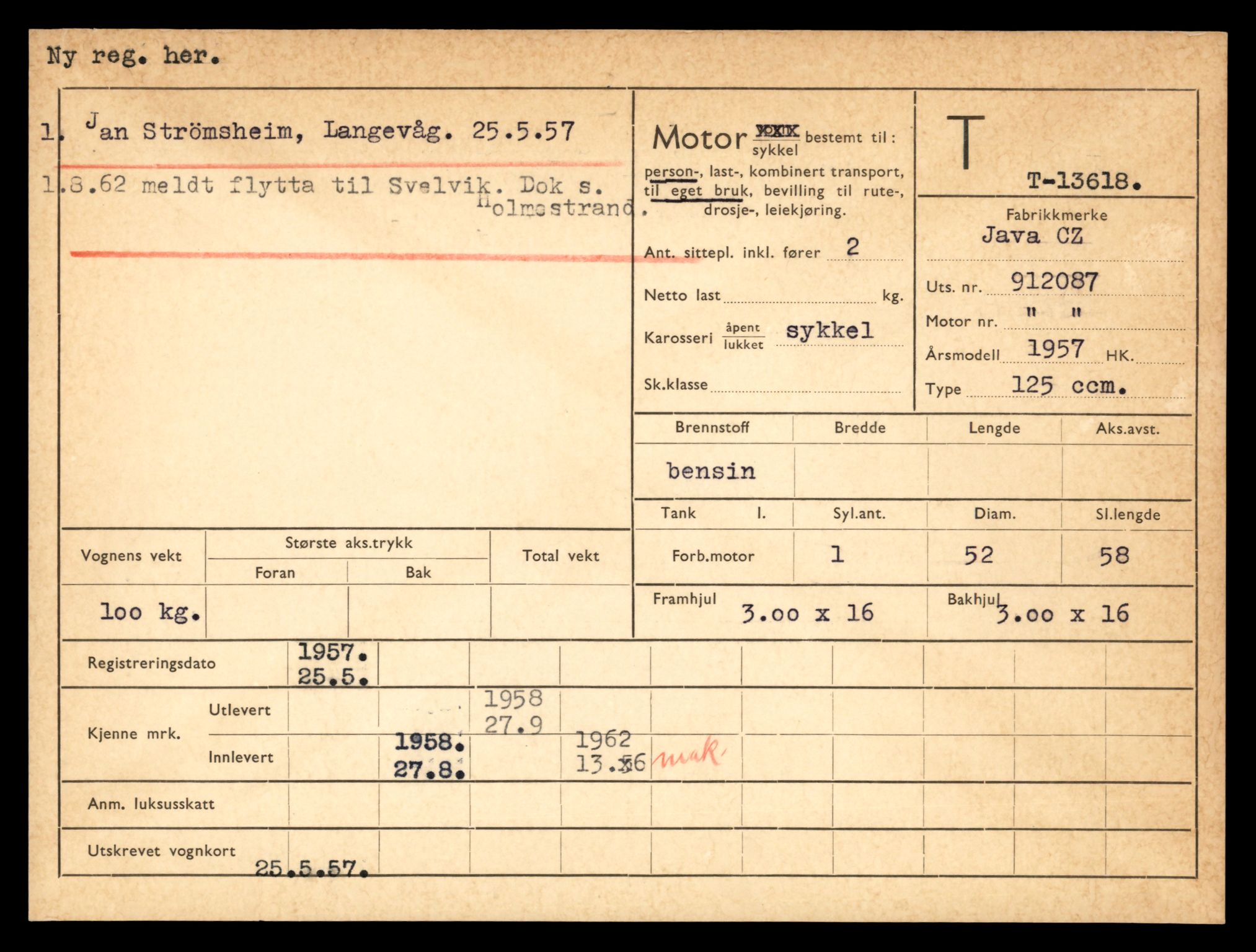 Møre og Romsdal vegkontor - Ålesund trafikkstasjon, AV/SAT-A-4099/F/Fe/L0040: Registreringskort for kjøretøy T 13531 - T 13709, 1927-1998, s. 1541