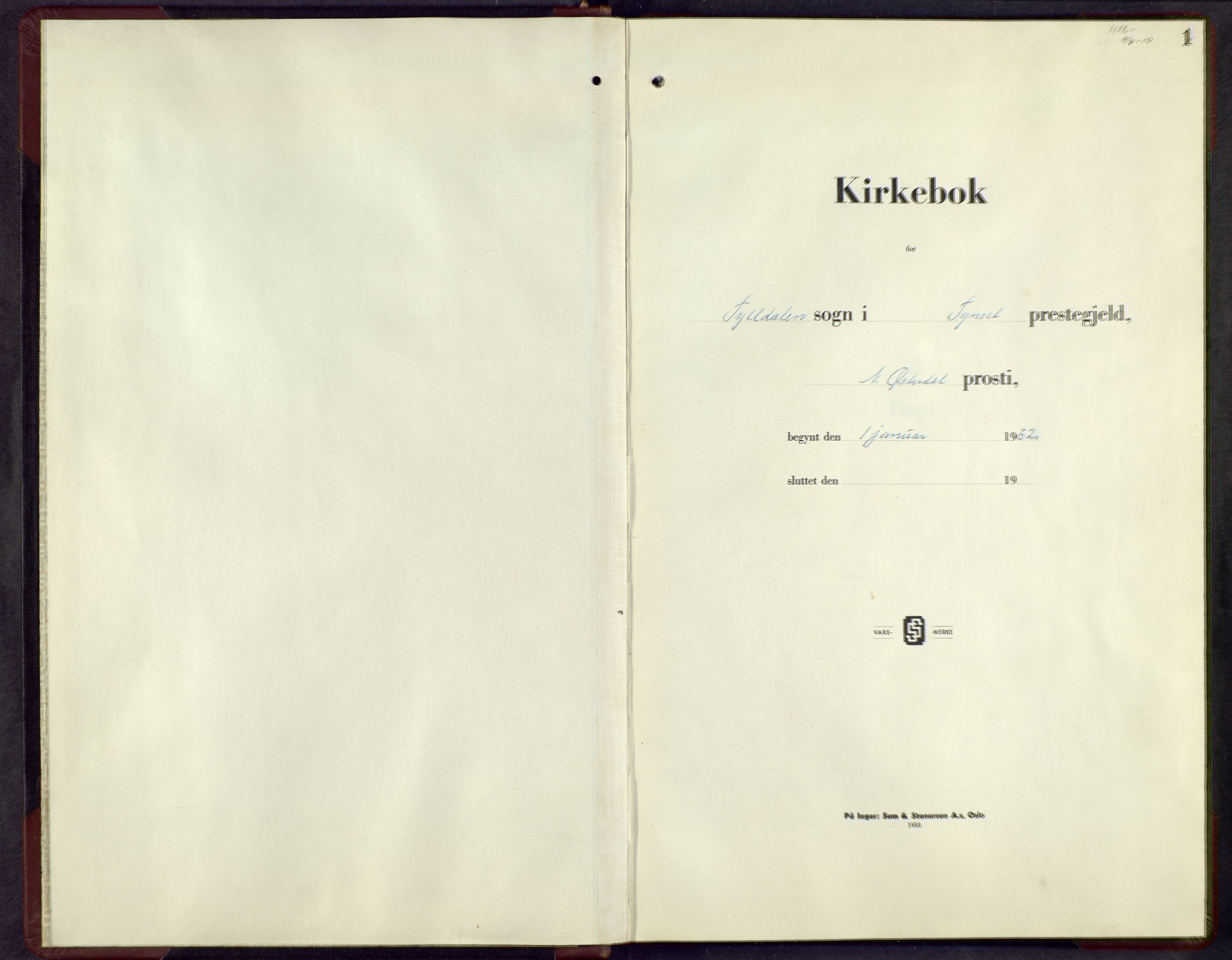 Tynset prestekontor, AV/SAH-PREST-058/H/Ha/Hab/L0016: Klokkerbok nr. 16, 1962-1962, s. 1