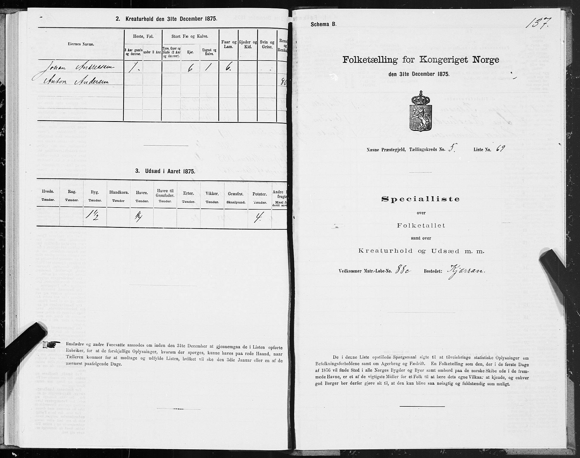 SAT, Folketelling 1875 for 1828P Nesna prestegjeld, 1875, s. 4137