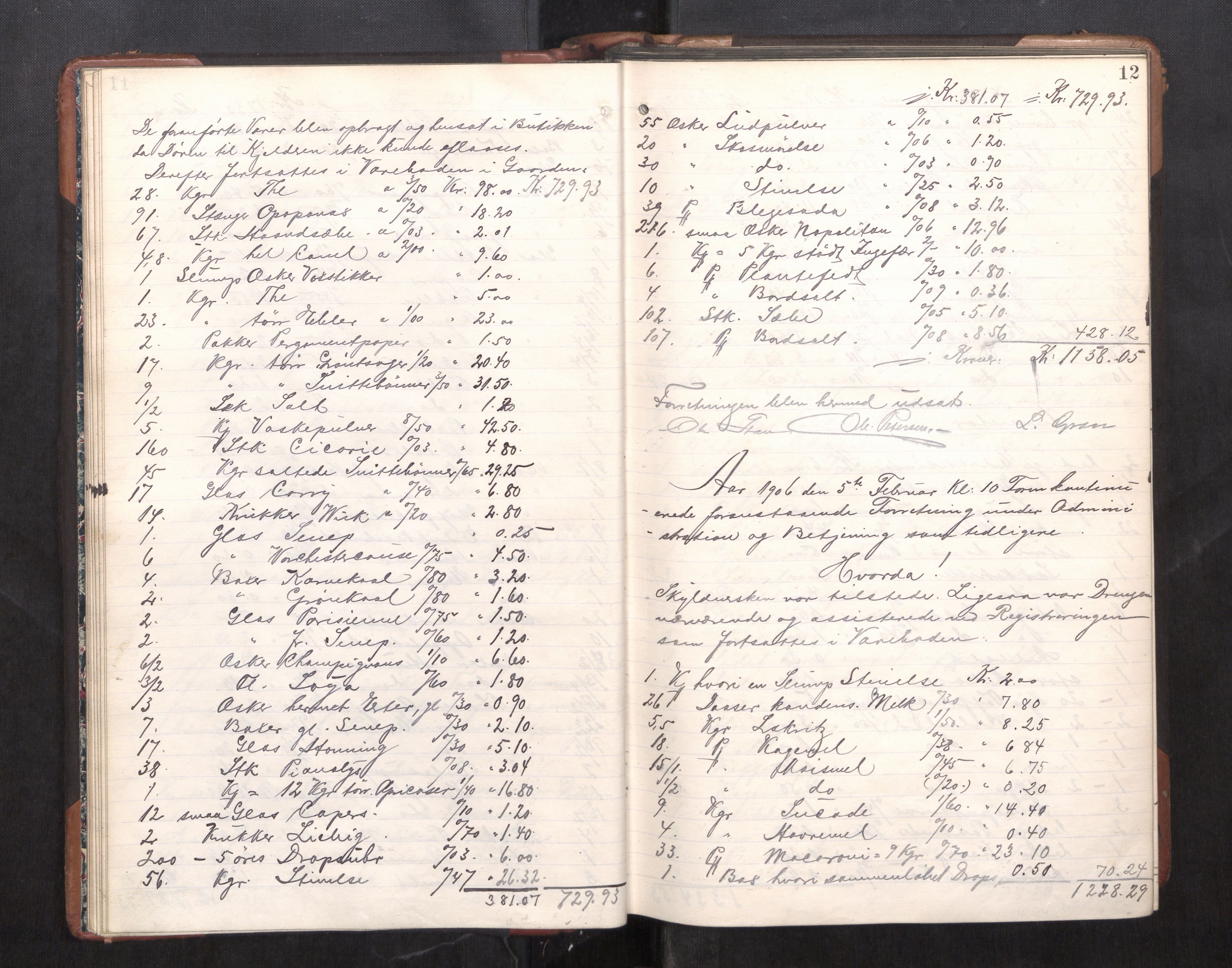 Trondheim byfogd, AV/SAT-A-0003/1/3/3C/L0025: Skifteregistreringsprotokoll - 24/1-14/7. (u/ register), 1906-1909, s. 12