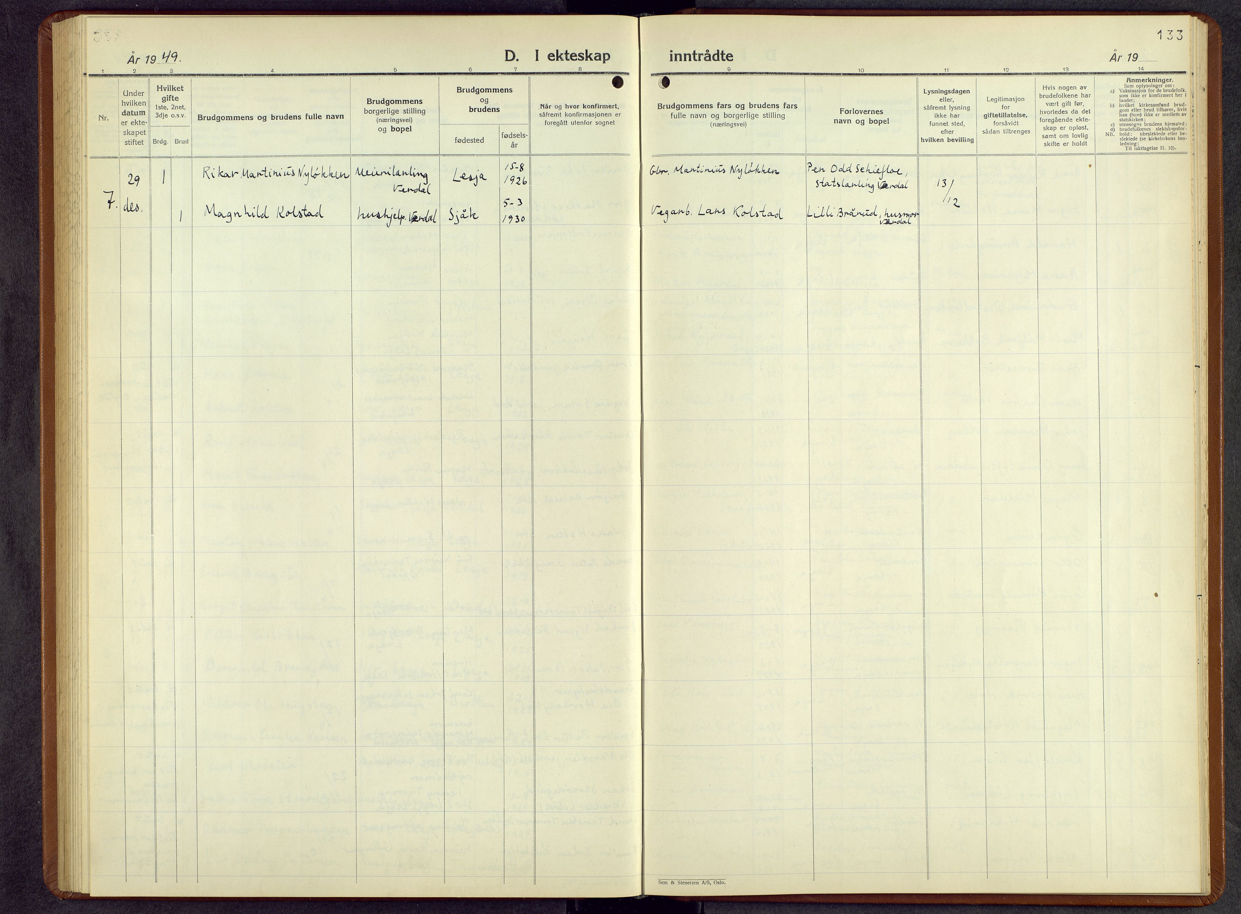 Lesja prestekontor, AV/SAH-PREST-068/H/Ha/Hab/L0010: Klokkerbok nr. 10, 1925-1960, s. 133