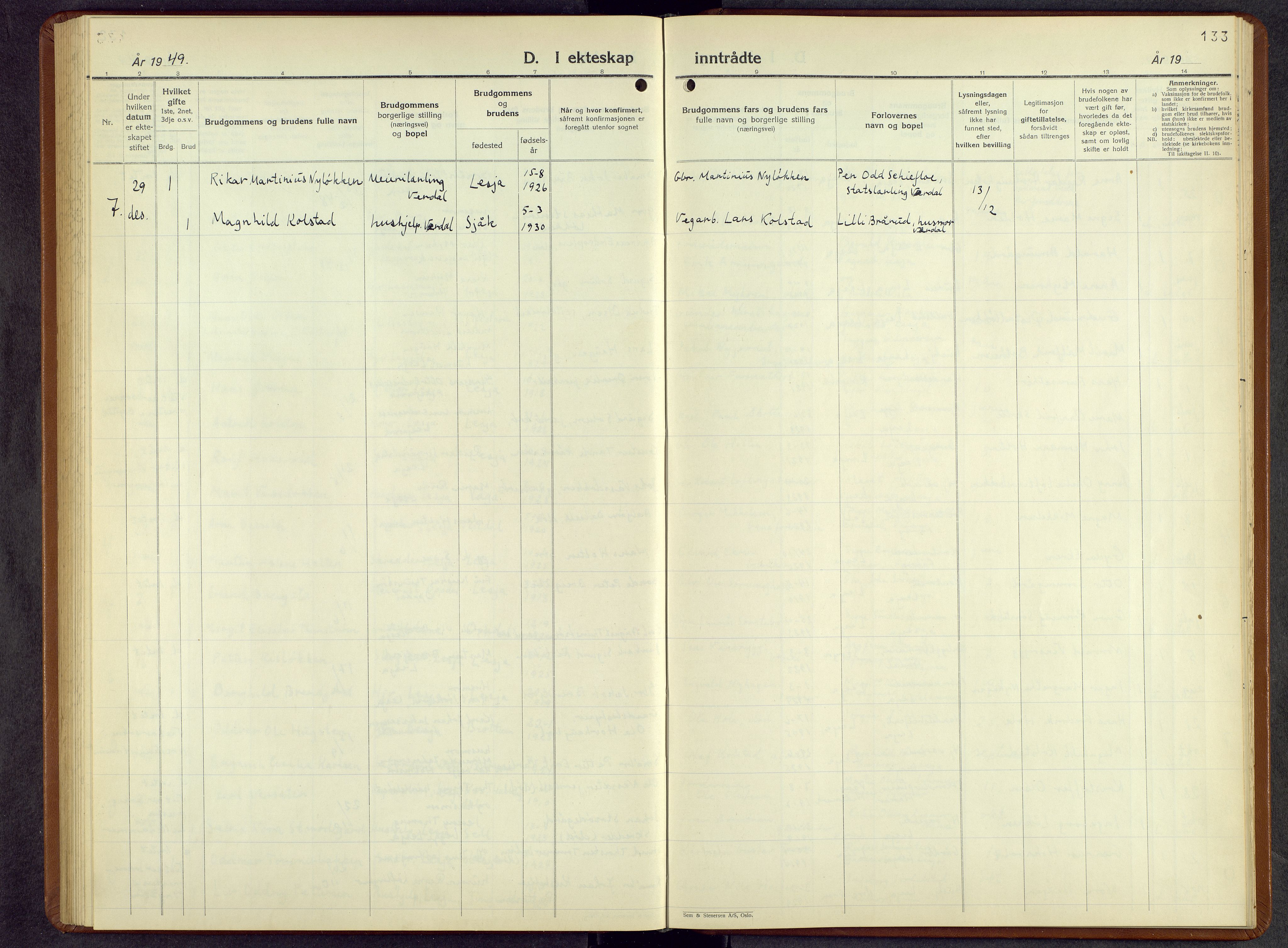 Lesja prestekontor, SAH/PREST-068/H/Ha/Hab/L0010: Klokkerbok nr. 10, 1925-1960, s. 133