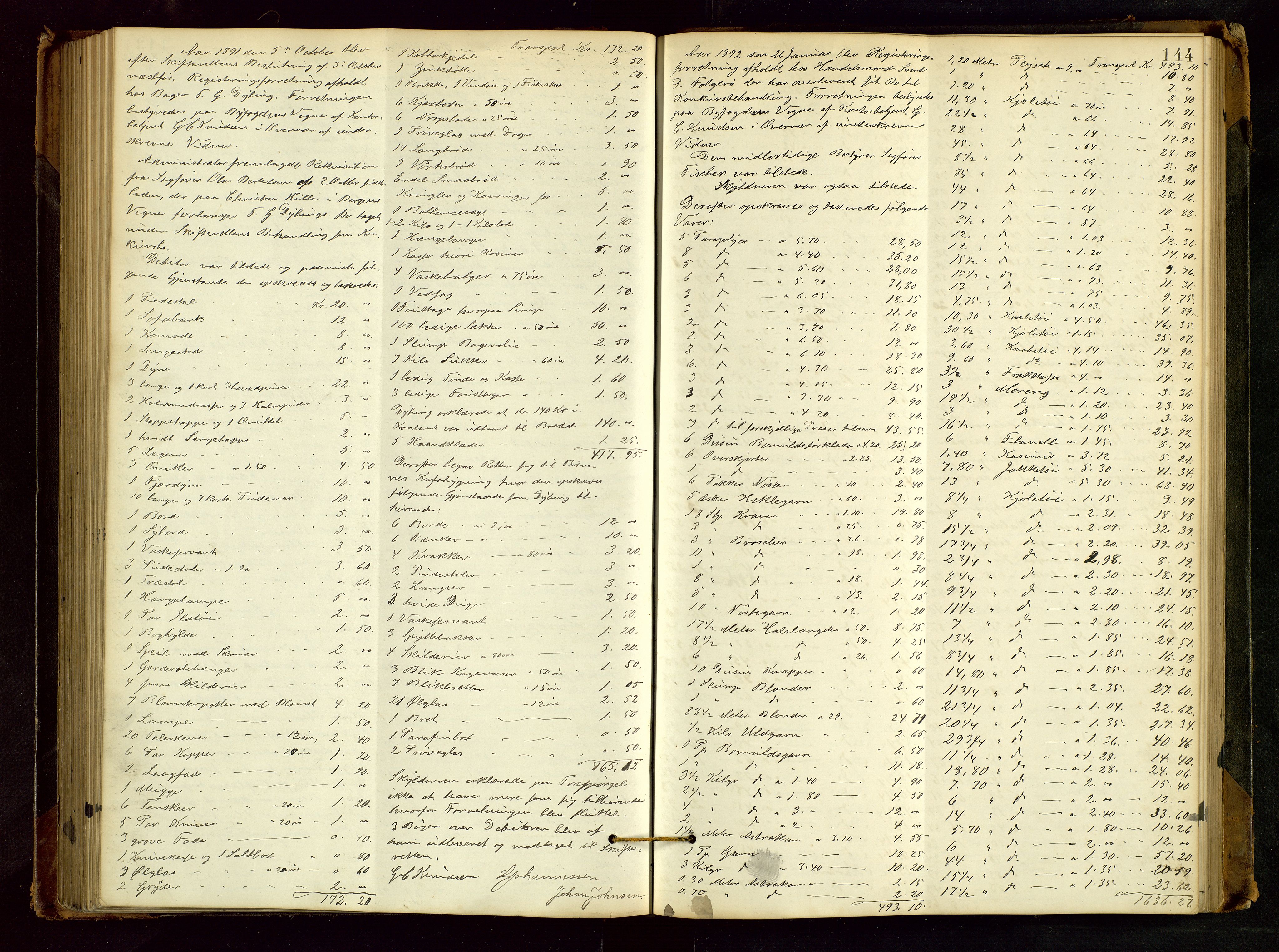 Haugesund tingrett, SAST/A-101415/01/IV/IVB/L0002: Skifteregistreringsprotokoll, med register, 1879-1898, s. 143b-144a