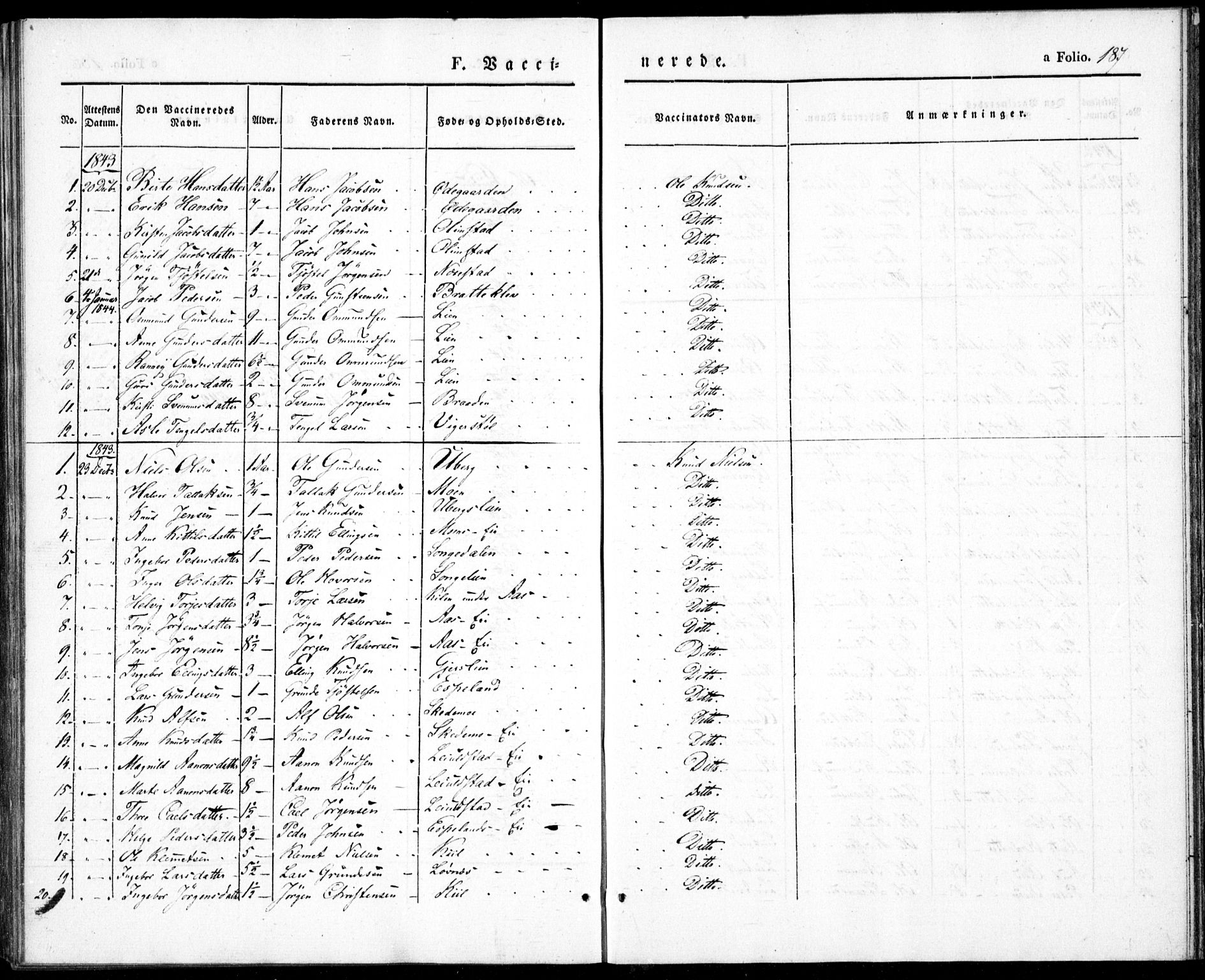 Gjerstad sokneprestkontor, SAK/1111-0014/F/Fa/Fab/L0002: Ministerialbok nr. A 2, 1835-1852, s. 187