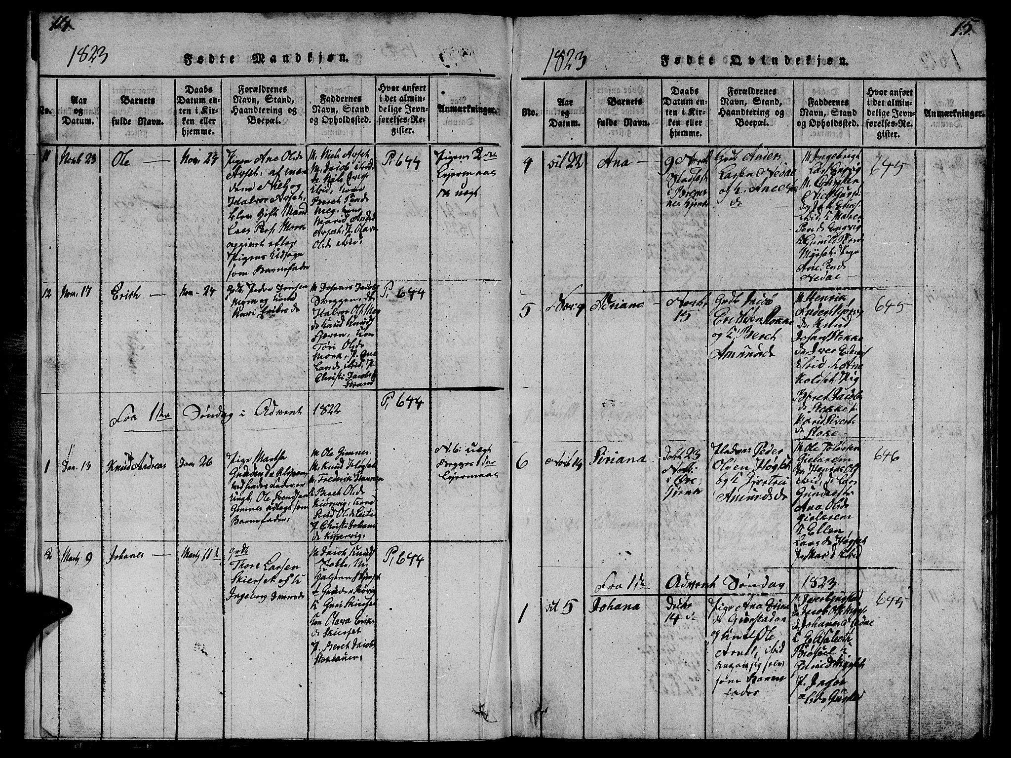 Ministerialprotokoller, klokkerbøker og fødselsregistre - Møre og Romsdal, AV/SAT-A-1454/568/L0811: Klokkerbok nr. 568C01, 1819-1828, s. 14-15