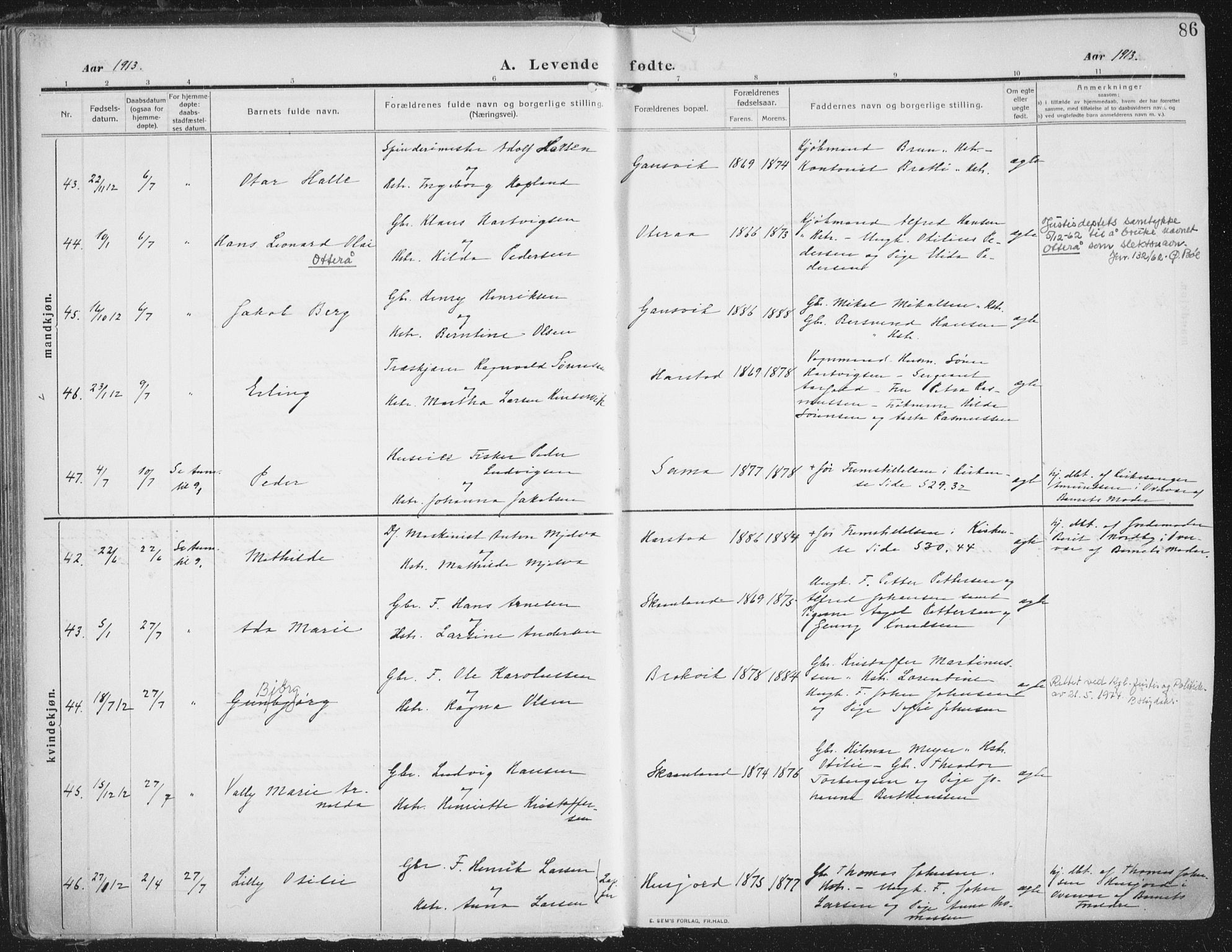 Trondenes sokneprestkontor, AV/SATØ-S-1319/H/Ha/L0018kirke: Ministerialbok nr. 18, 1909-1918, s. 86