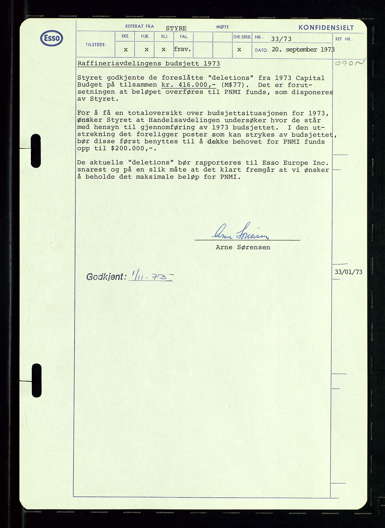 Pa 0982 - Esso Norge A/S, AV/SAST-A-100448/A/Aa/L0003/0002: Den administrerende direksjon Board minutes (styrereferater) og Bedriftforsamlingsprotokoll / Den administrerende direksjon Board minutes (styrereferater), 1970-1974, s. 53