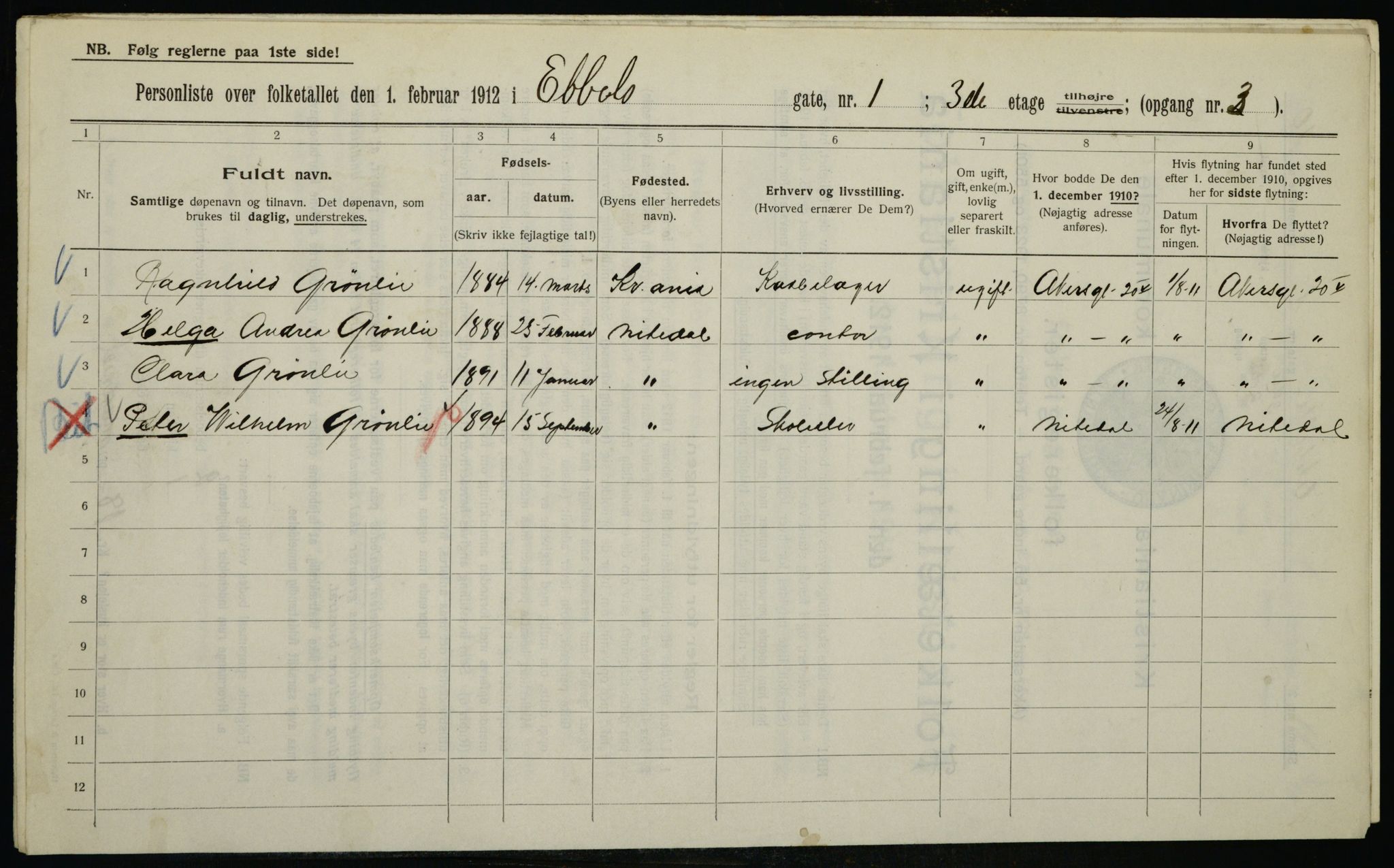 OBA, Kommunal folketelling 1.2.1912 for Kristiania, 1912, s. 17985